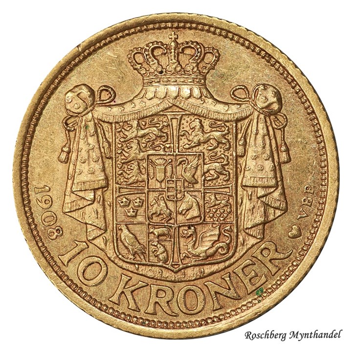 Danmark 10 Kroner 1908 Kv 01