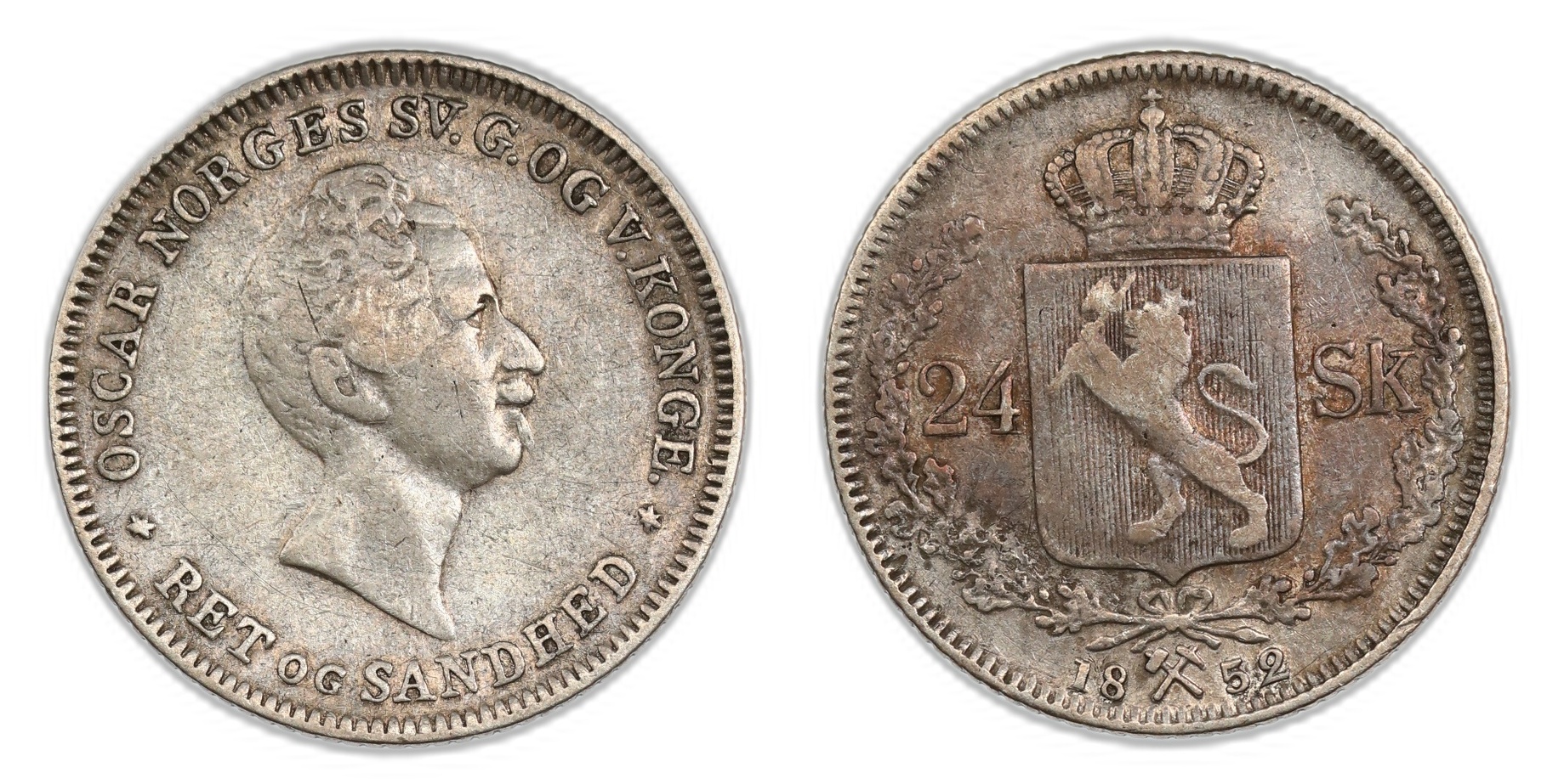 Norge 24 Skilling 1852 Kv 1