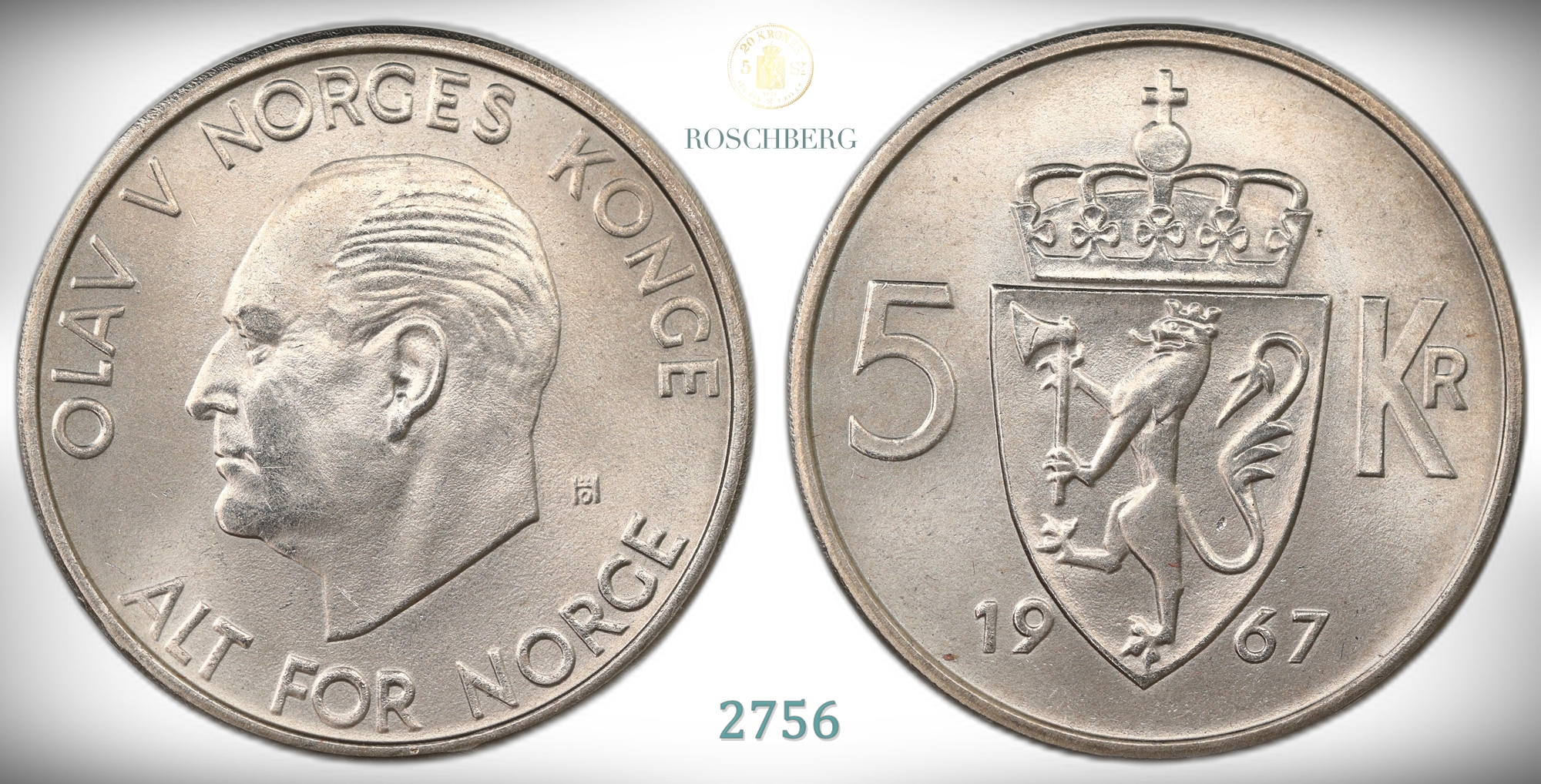 Norge 5 Kroner 1967  Kv: 0
