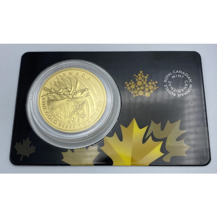 Canada 200 Dollars 2017 "Elk" 1 Oz 99999 Gull UNC i folder med sertifikat