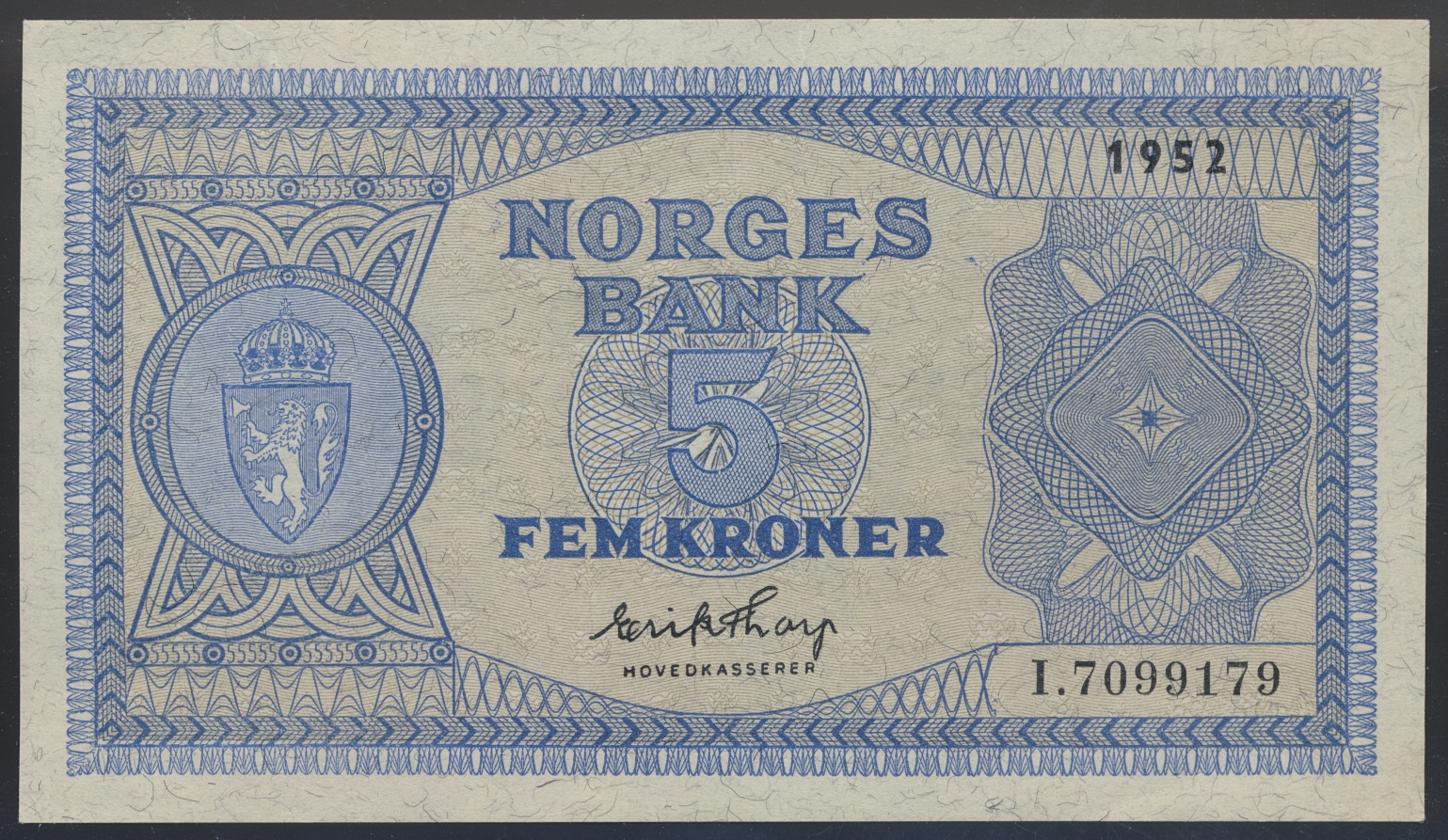 AUG26-2865 Norge 5 Kroner 1952 I  Kv: g01