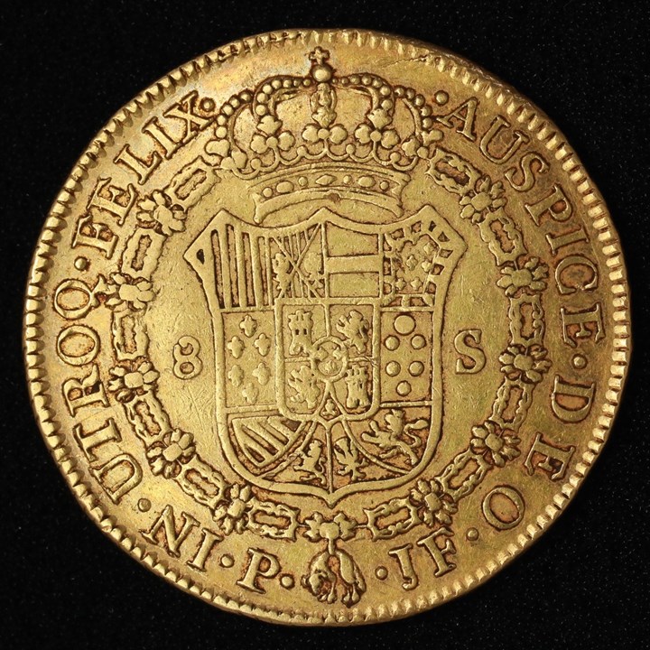 Colombia 8 Escudos 1806 P JF Kv 1+, blankettfeil