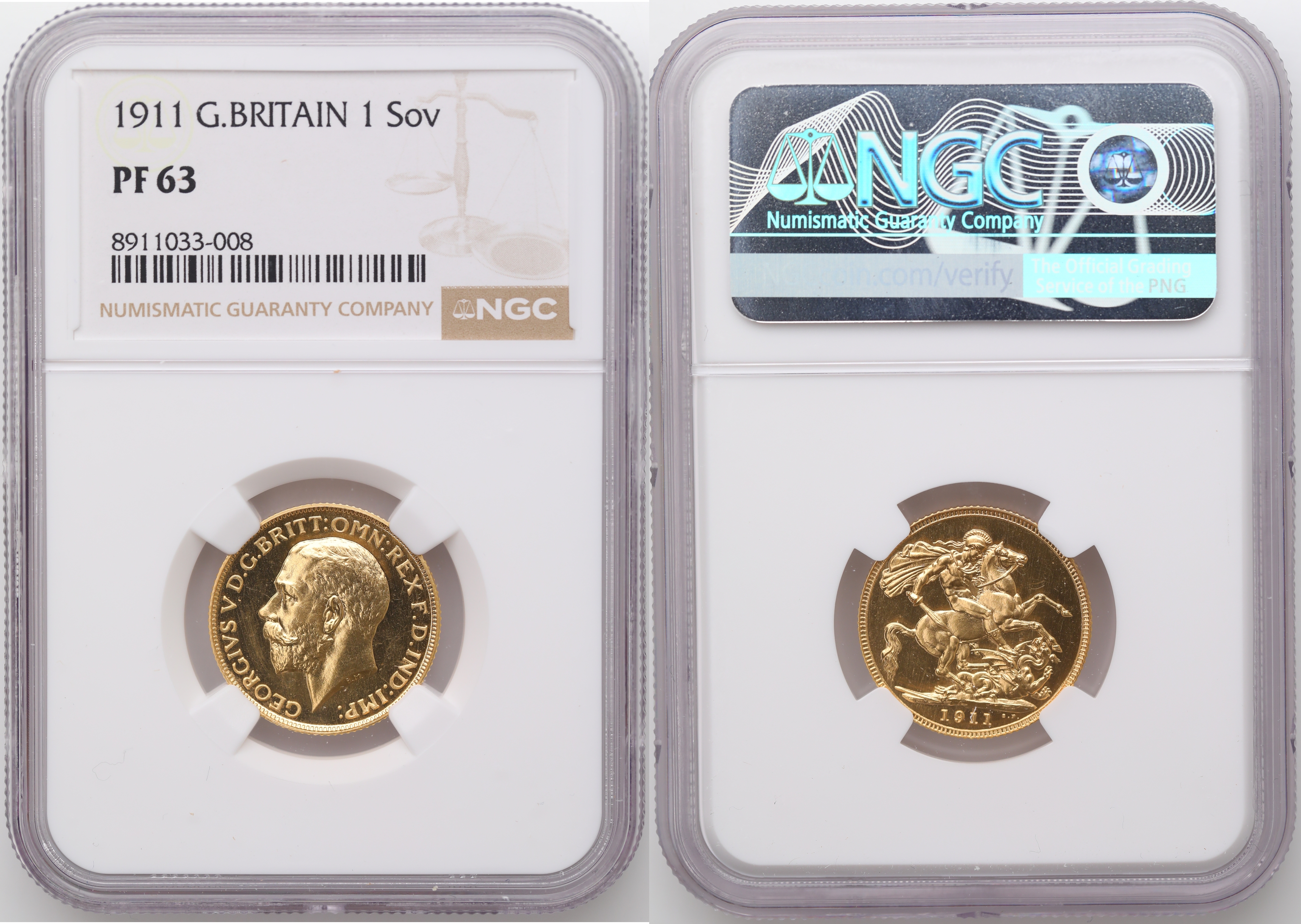 Great Britain Sovereign 1911  Kv: NGC PF63