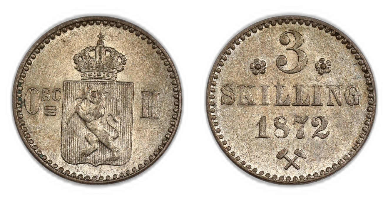 Norge 3 Skilling 1872 Kv 01