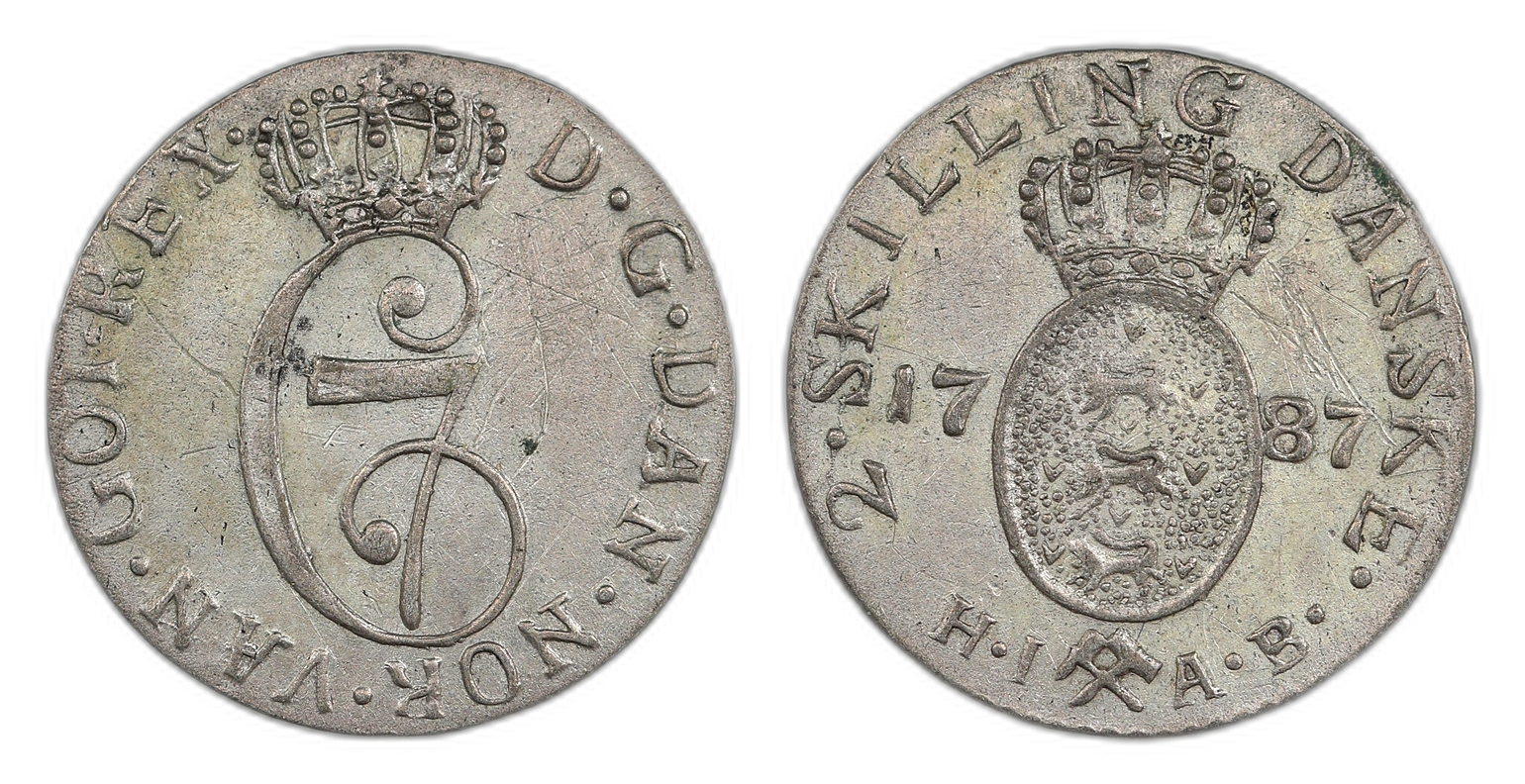 Norge 2 Skilling 1787 Kv: 1+/01