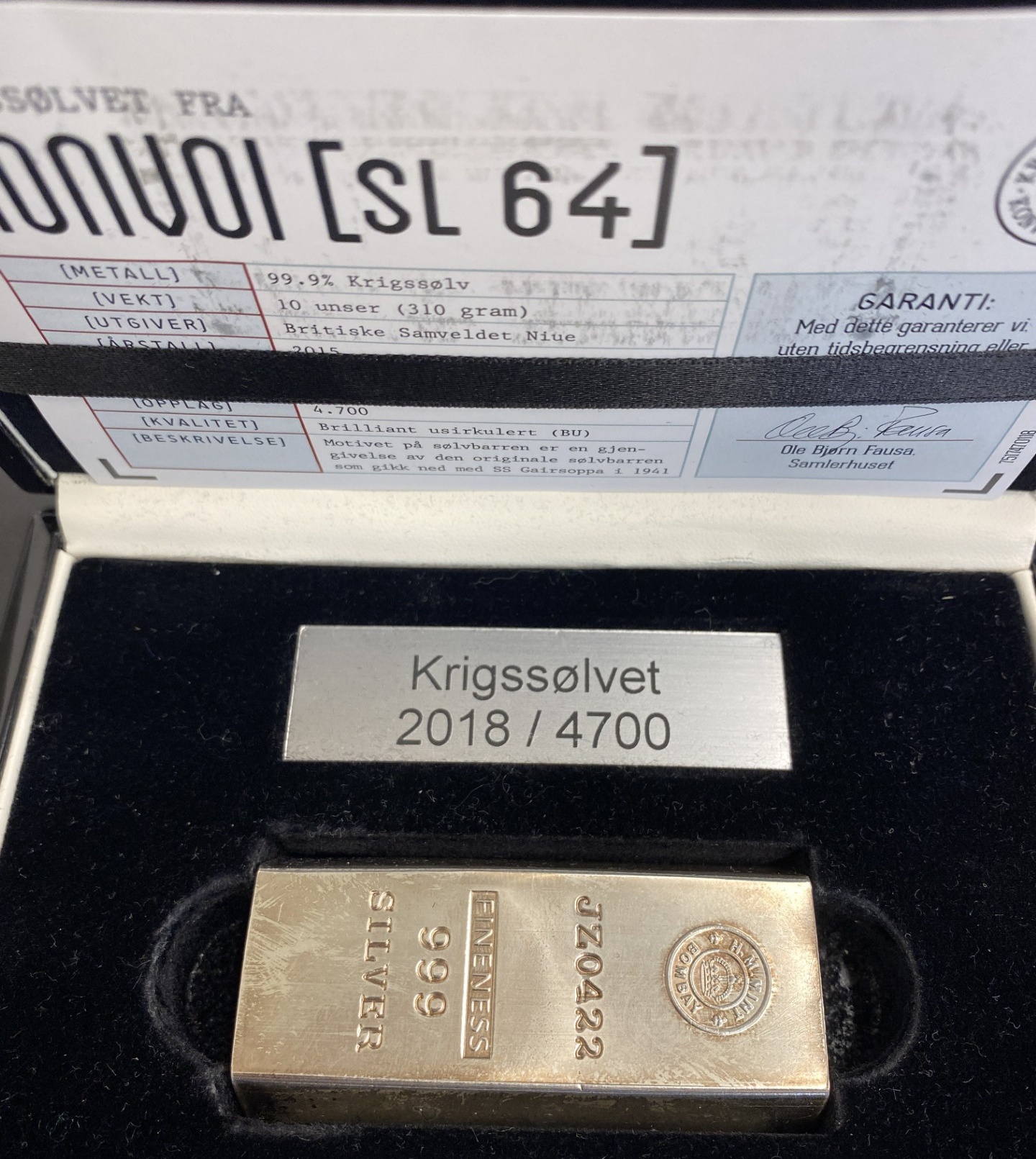Niue 50 Dollars 2015 "Krigssølvet" 10 Oz 999 Sølv UNC