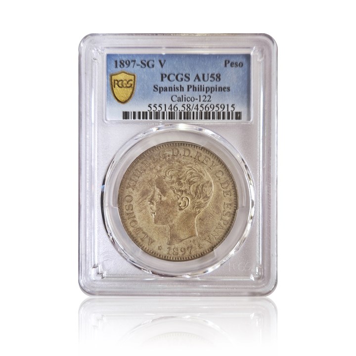 Filippinene 1 Peso 1897 SG V PCGS AU58