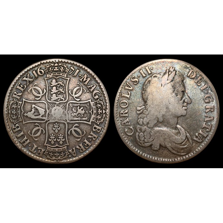 Great Britain Crown 1671 VF, Cleaned