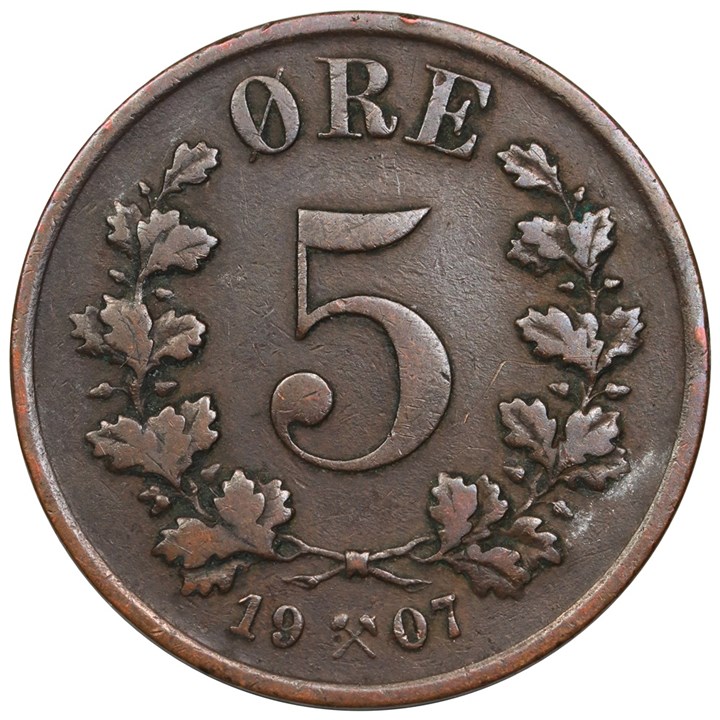 5 Øre 1907 Kv 1