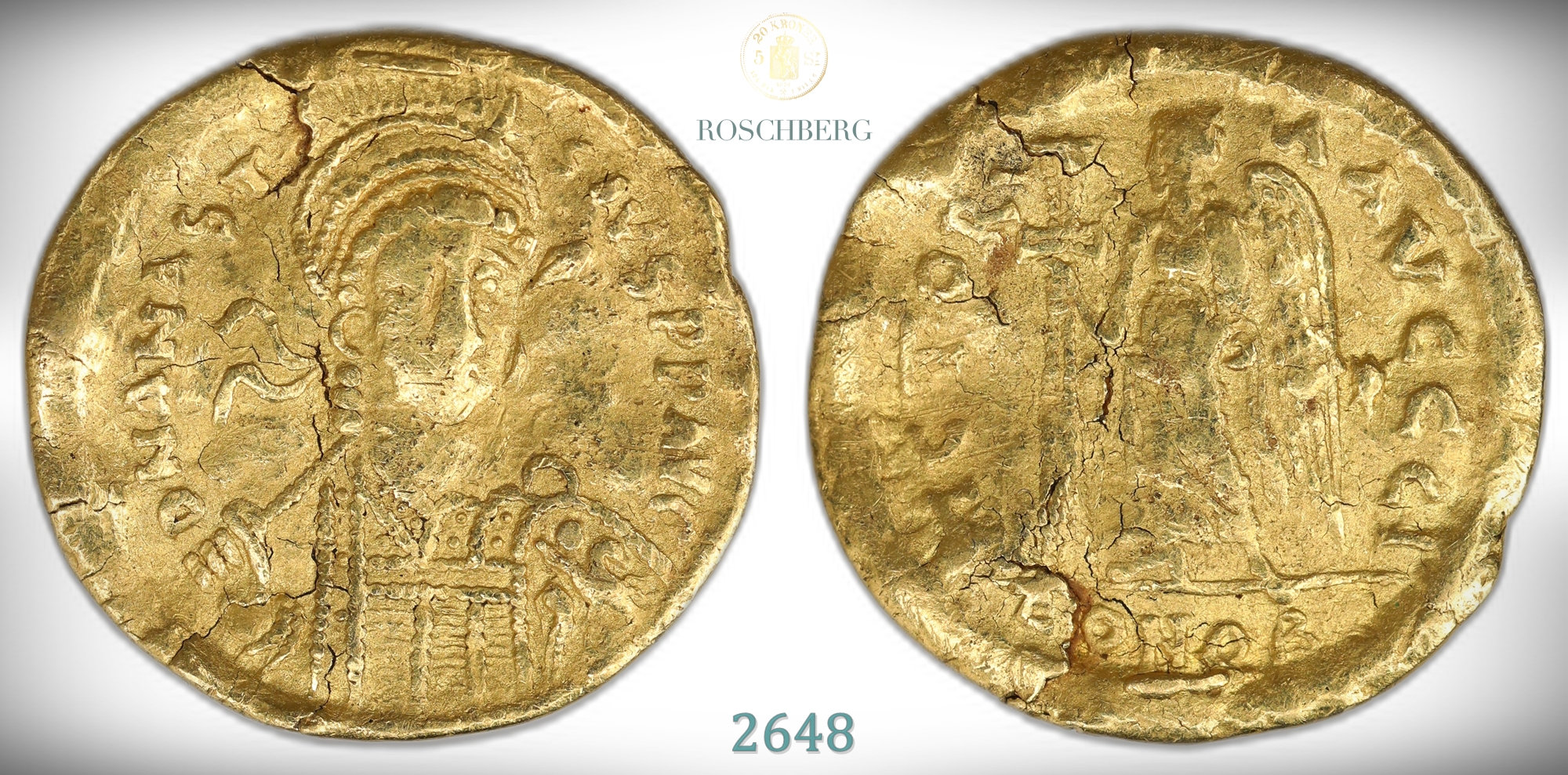 Byzantine AU Solidus Anastasius 491-518  Kv: VF, creased