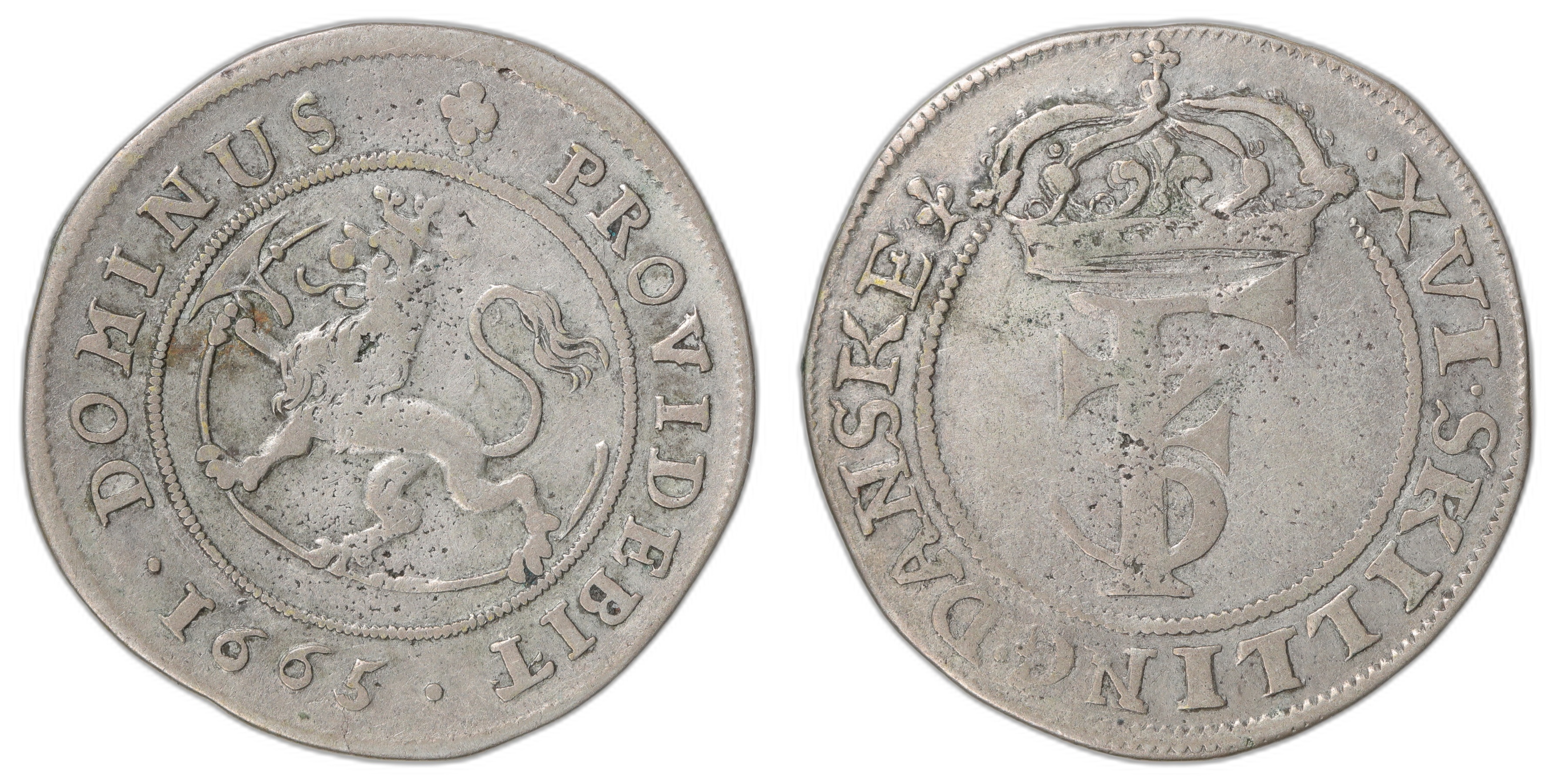 Norge 1 Mark 1665 Kv: 1/1+