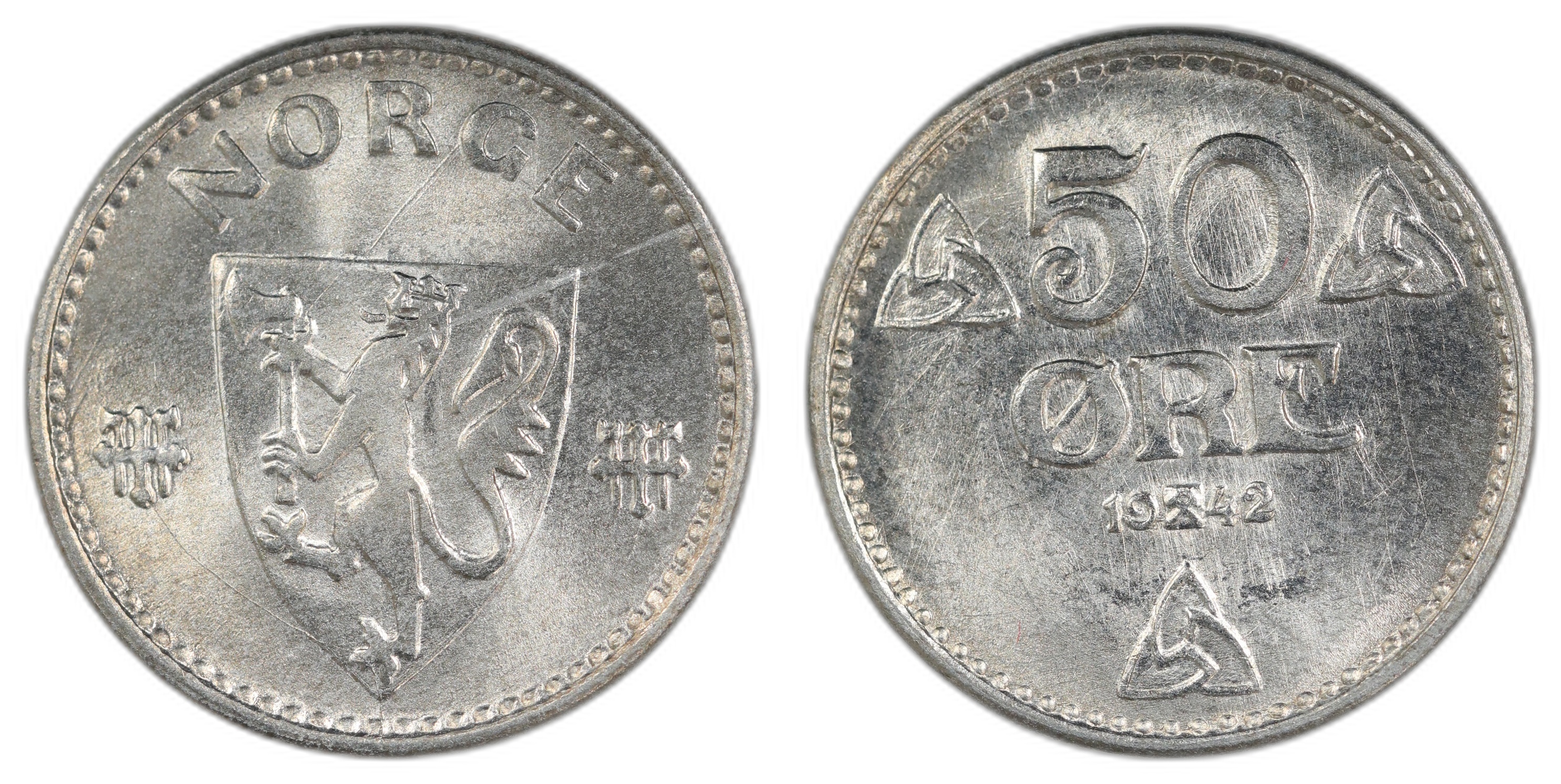Norge 50 Øre 1942 Kv: 0, vakker