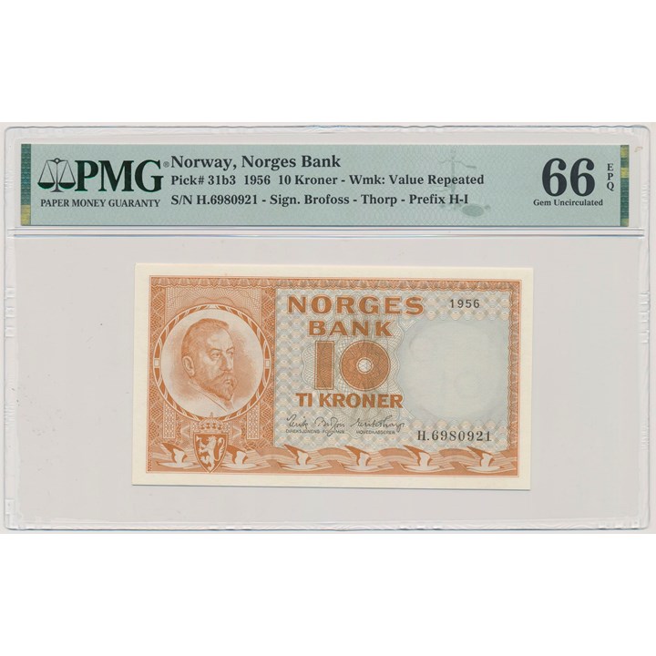 10 Kroner 1956 H PMG 66 EPQ