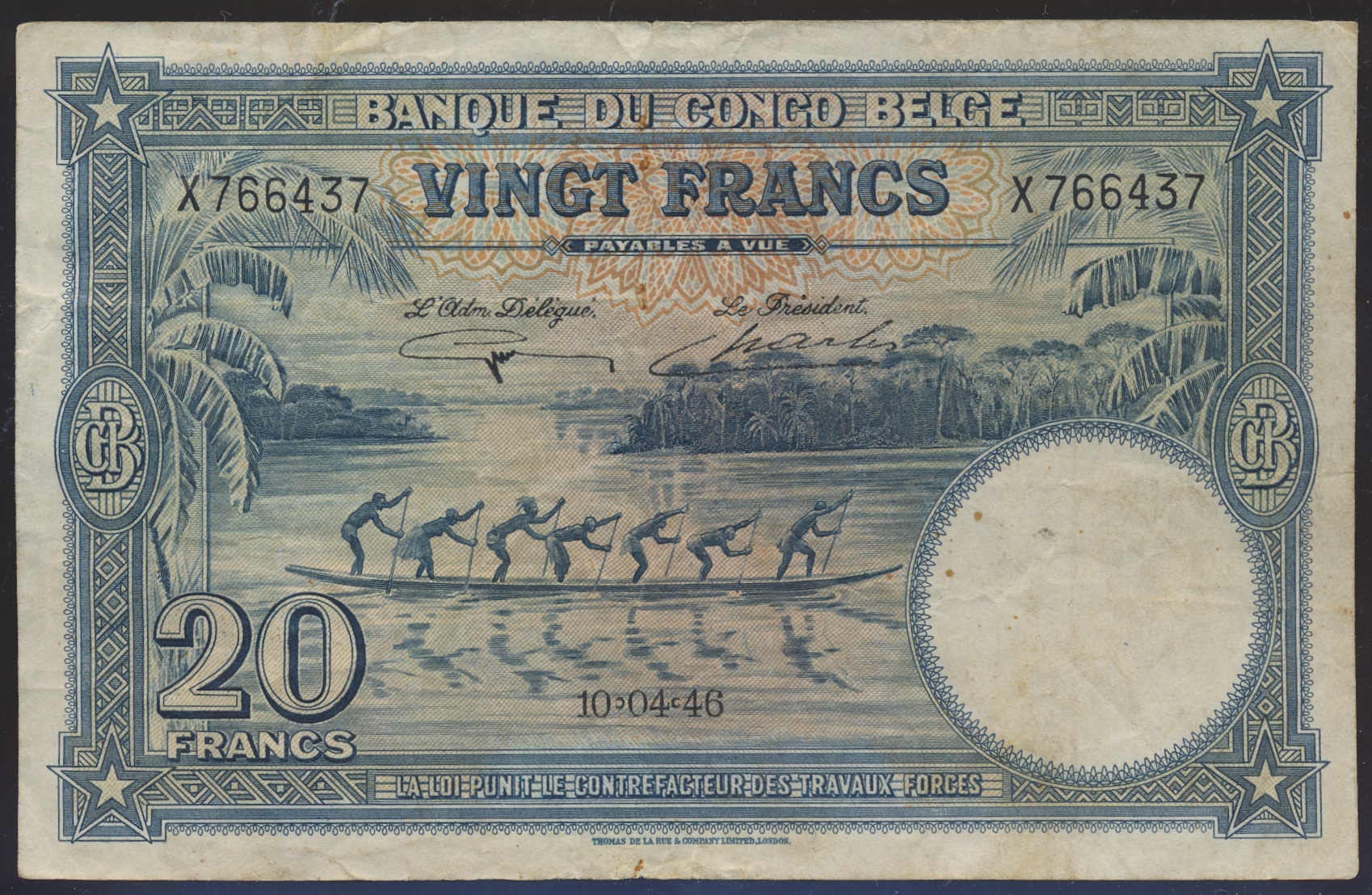 Belgisk Kongo 20 Francs 1946 Kv 1-