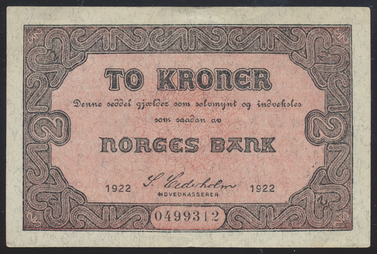OKT26-2971 Norge 2 Kroner 1922  Kv: 1+