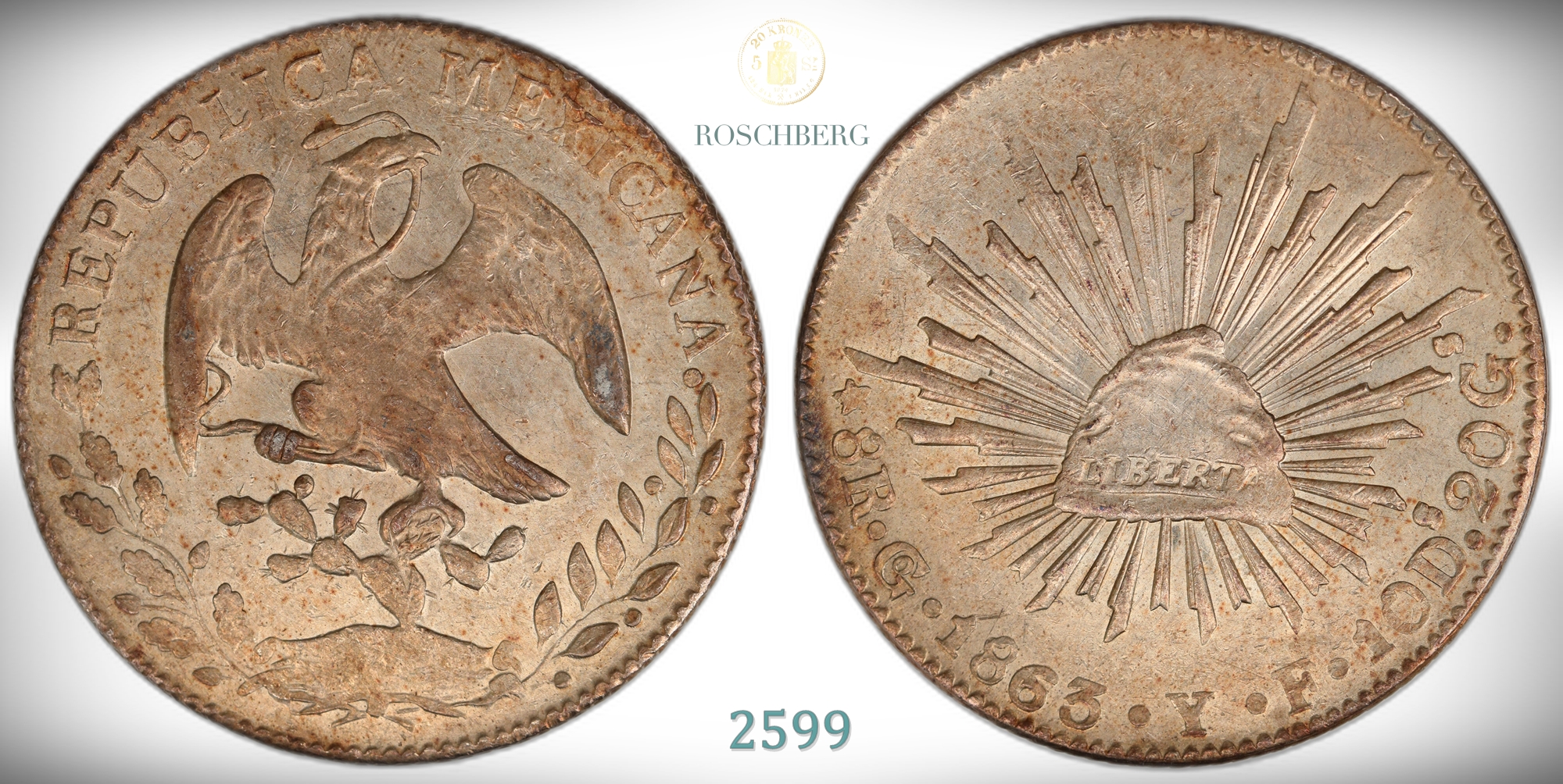 Mexico 8 Reales 1863-Go Y F  Kv: 01 (AU)
