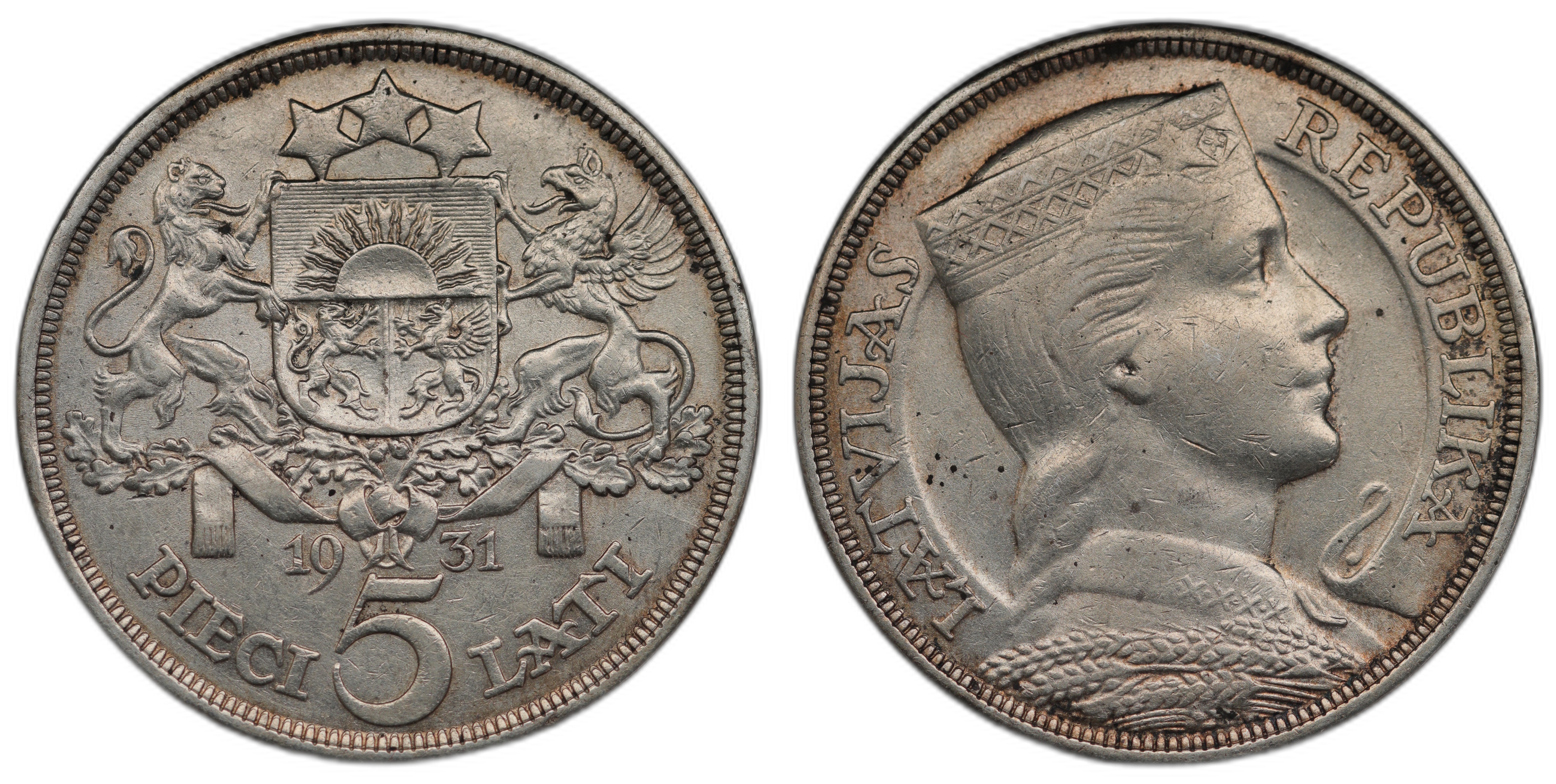 Latvia 5 Lati 1931 Kv: 01