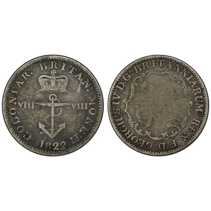 British West Indies 1/8 Dollar 1822 Kv 1-