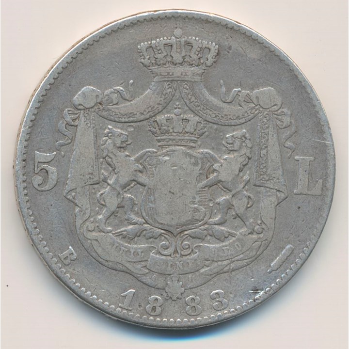 Romania 5 Lei 1883 B Kv 1-