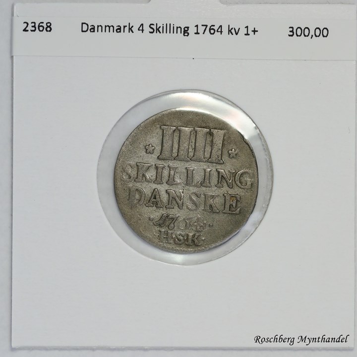 Danmark 4 Skilling 1764 Kv 1+
