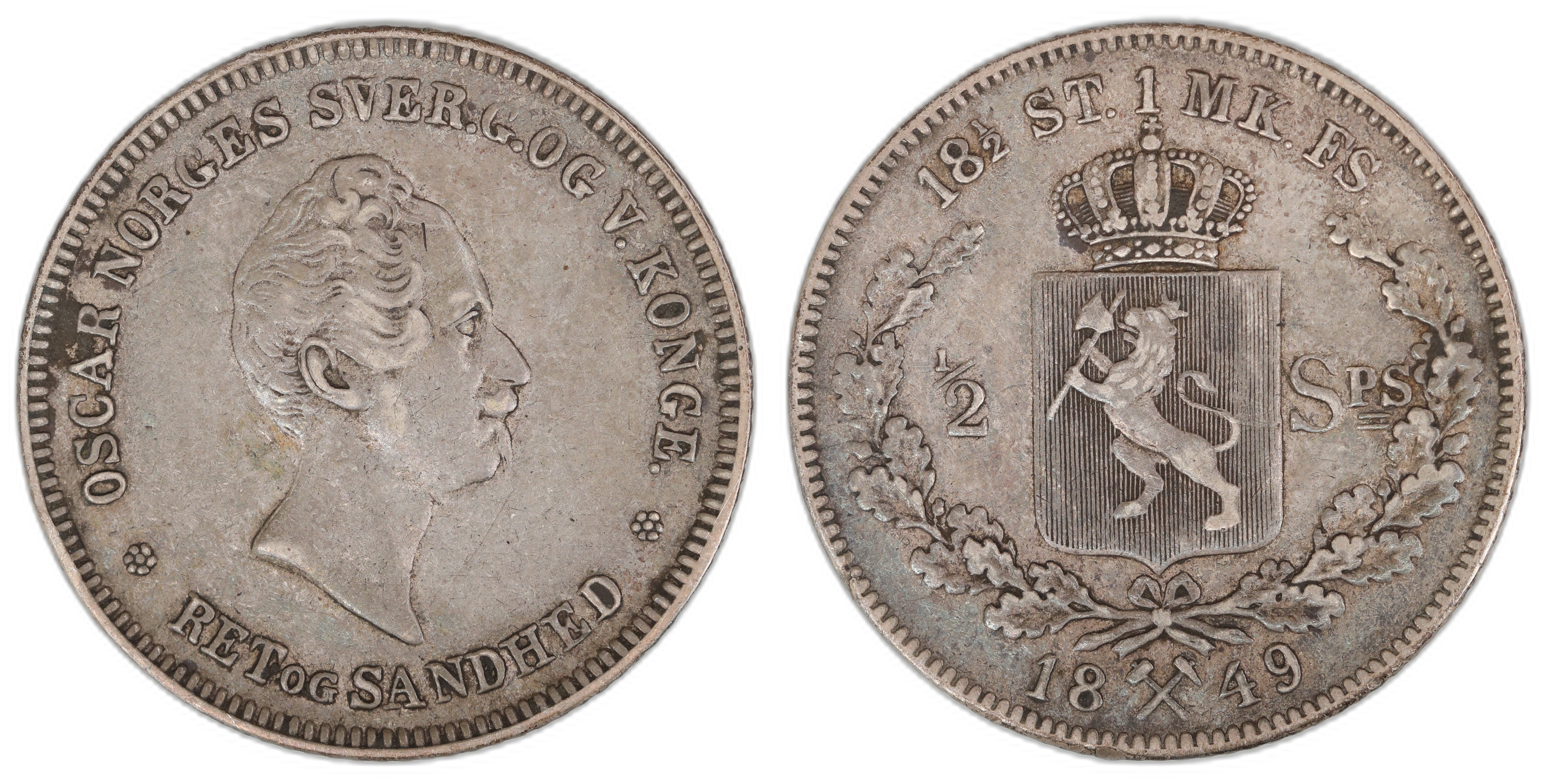 Norge 1/2 Speciedaler 1849  Kv: 1/1+