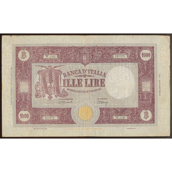 Italia 1000 Lire 1947 Kv 1/1-, noe margrufs