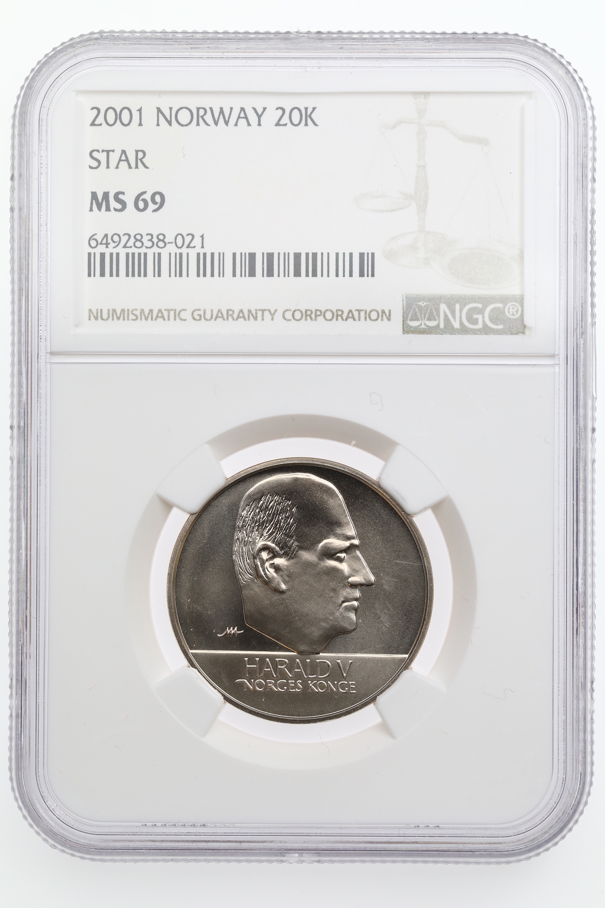 Norge 20 Kroner 2001 Stj Kv: NGC MS69