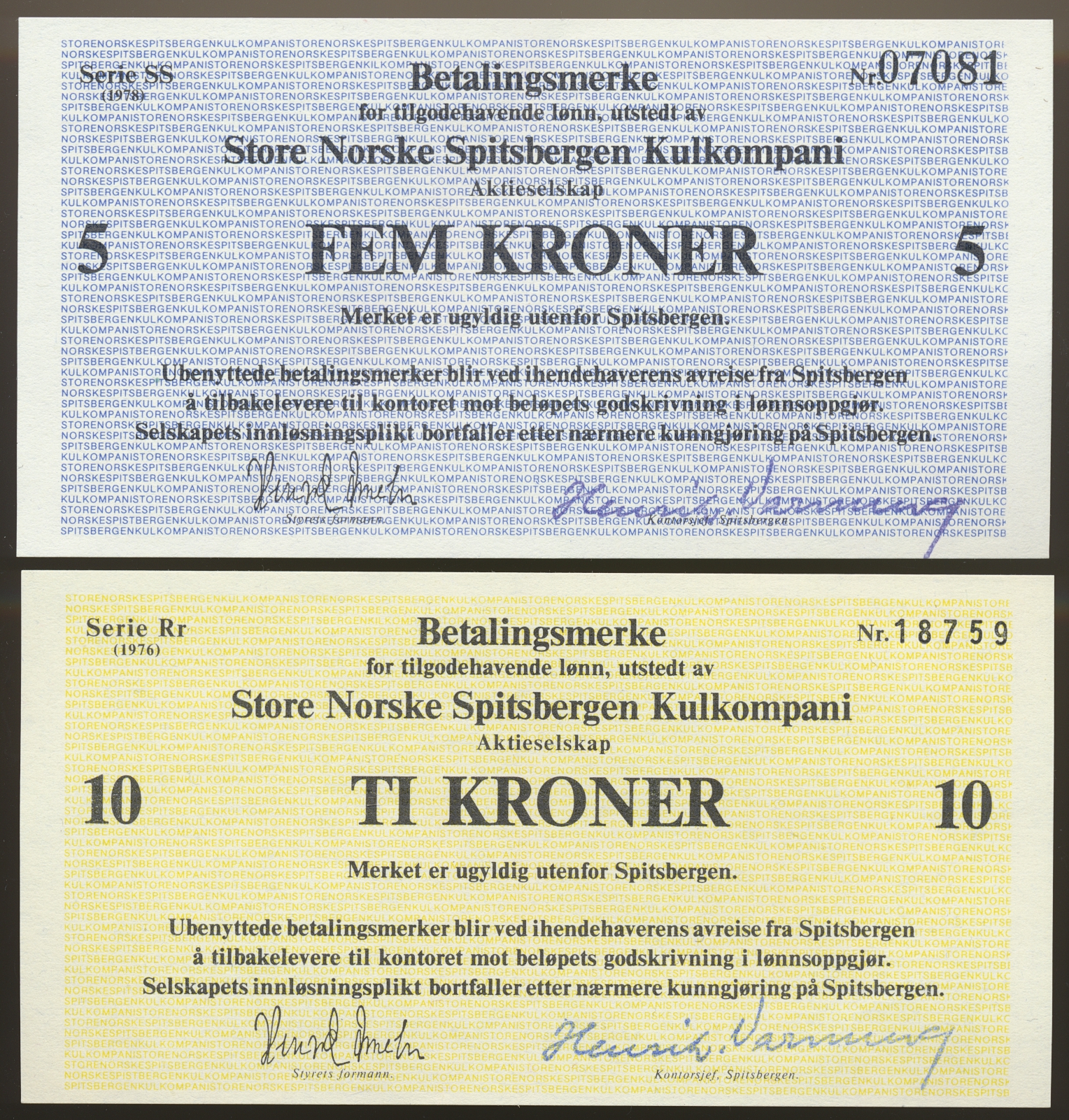 AUG26-2864 SNSK 10 Kroner og 5 Kroner 1976 og 1978  Kv: 0/01 og 01