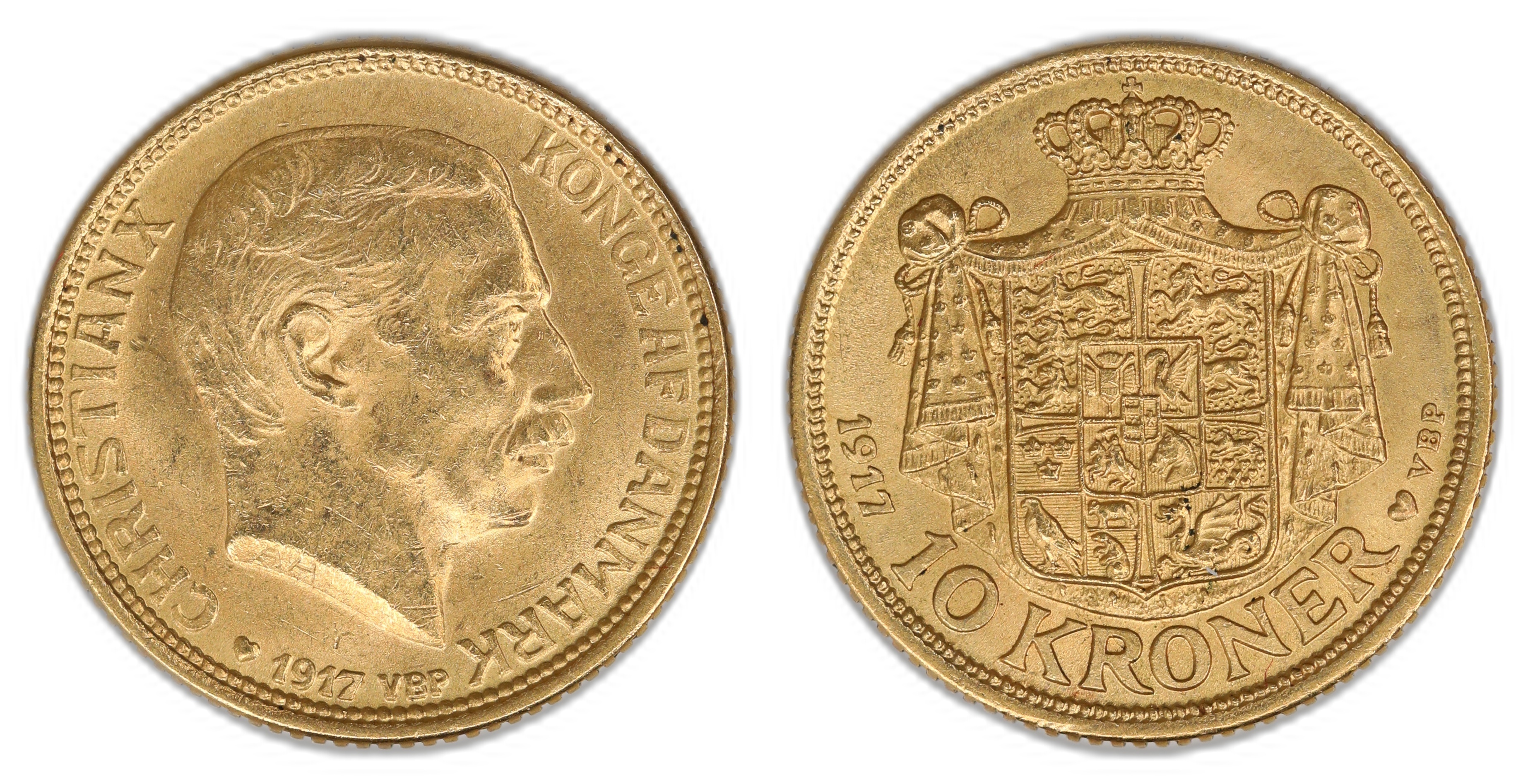 Danmark 10 Kroner 1917  Kv: 0/01