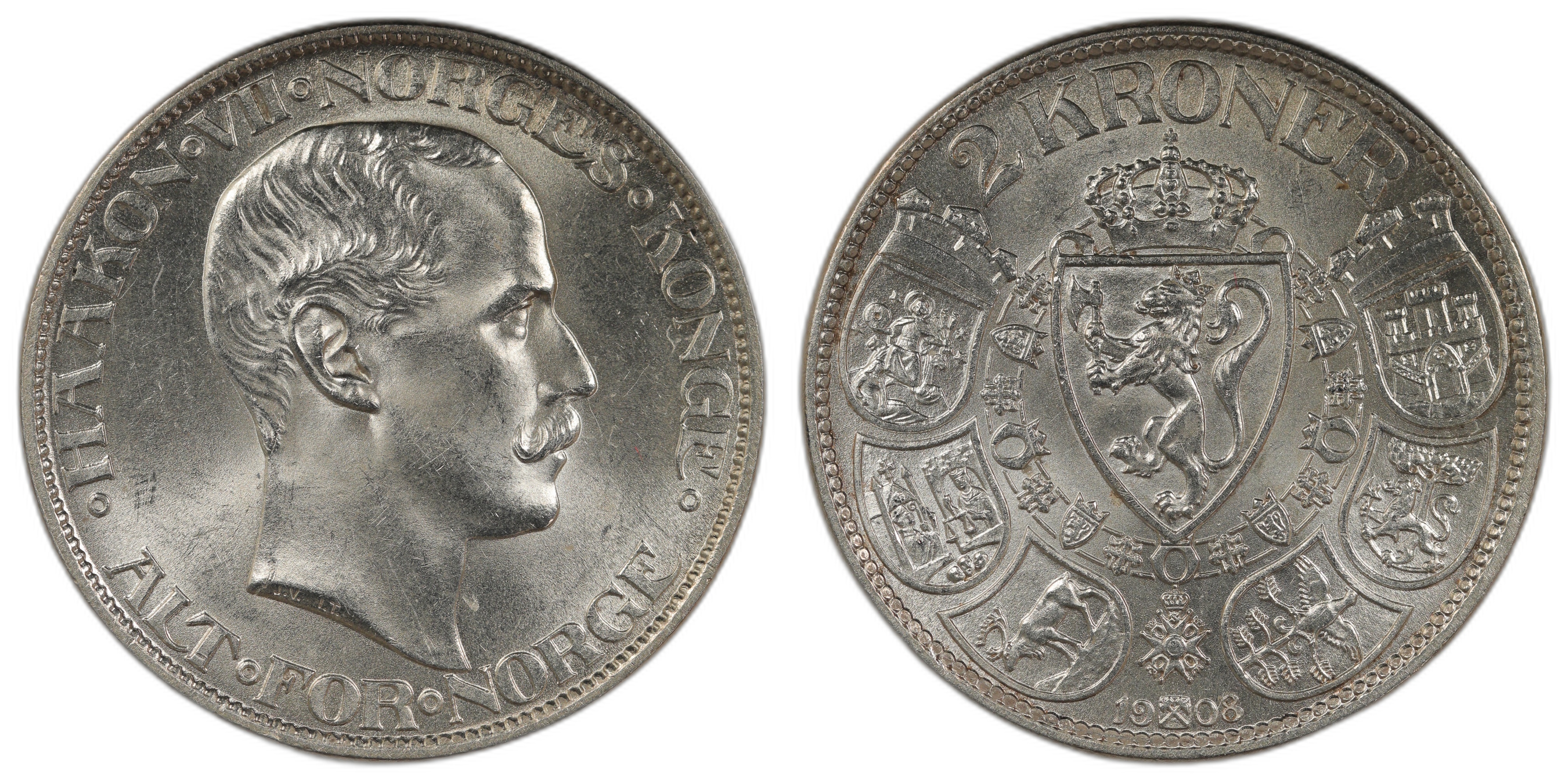 Norge 2 Kroner 1908 Kv: 0