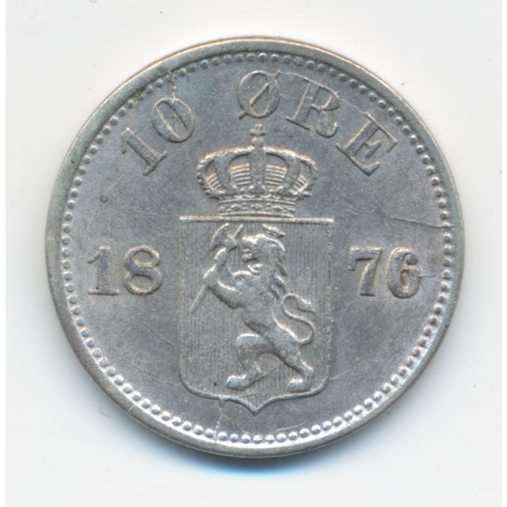 10 Øre 1876 Kv 1+/01