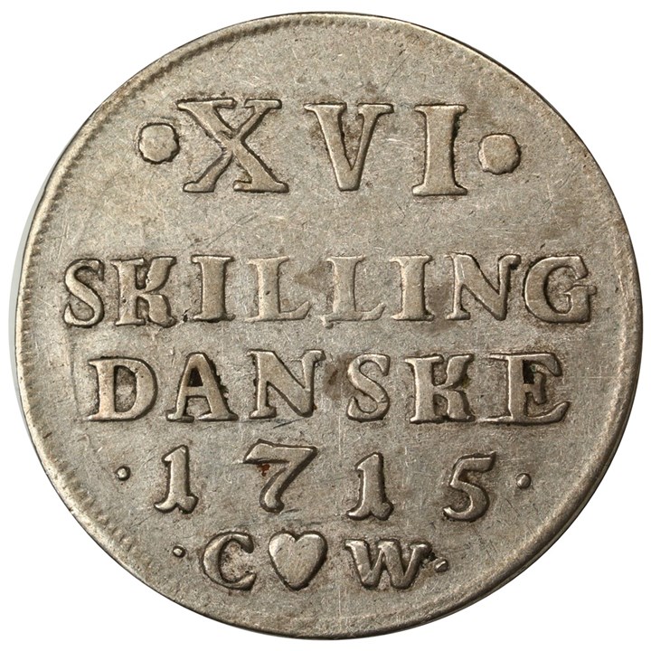 Danmark 16 Skilling 1715 Kv 1/1+