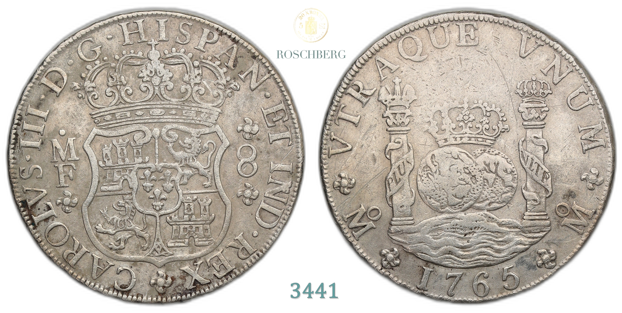 Mexico 8 Reales 1765-Mo  Kv: VF, cleaned