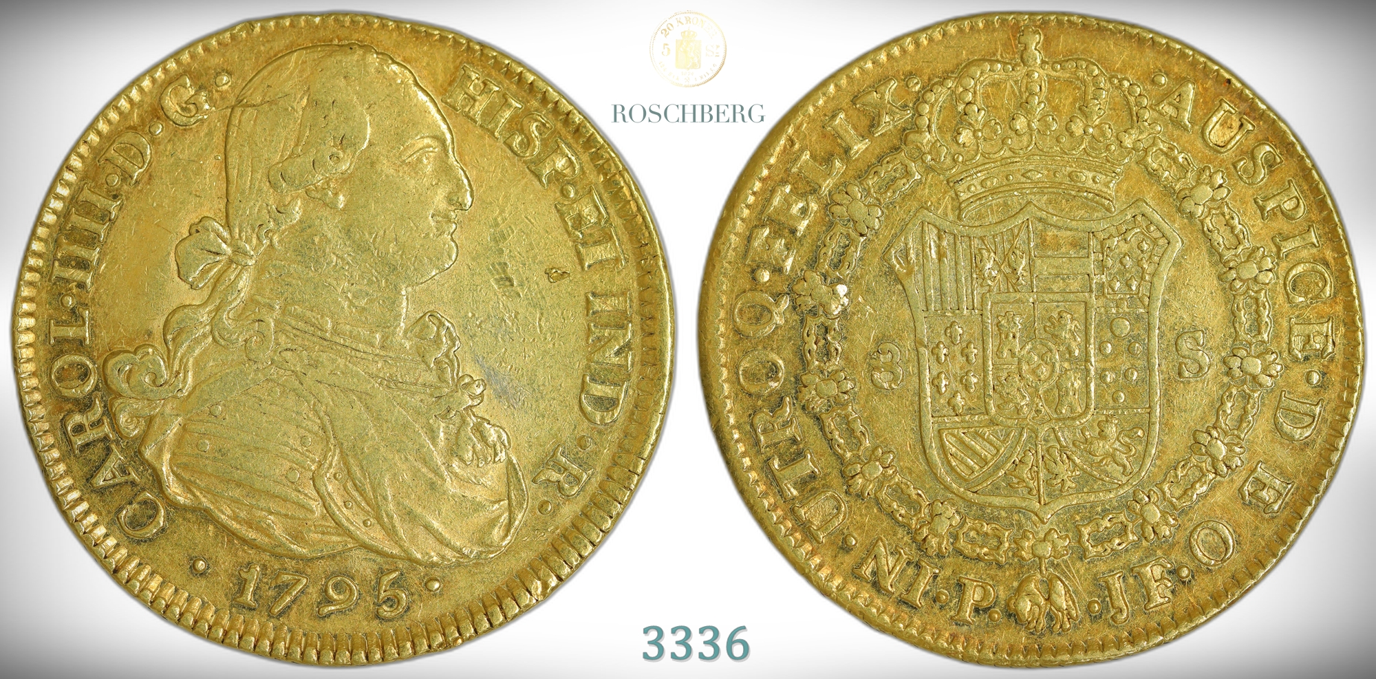 Columbia 8 Escudos 1795-P JF  Kv: AU