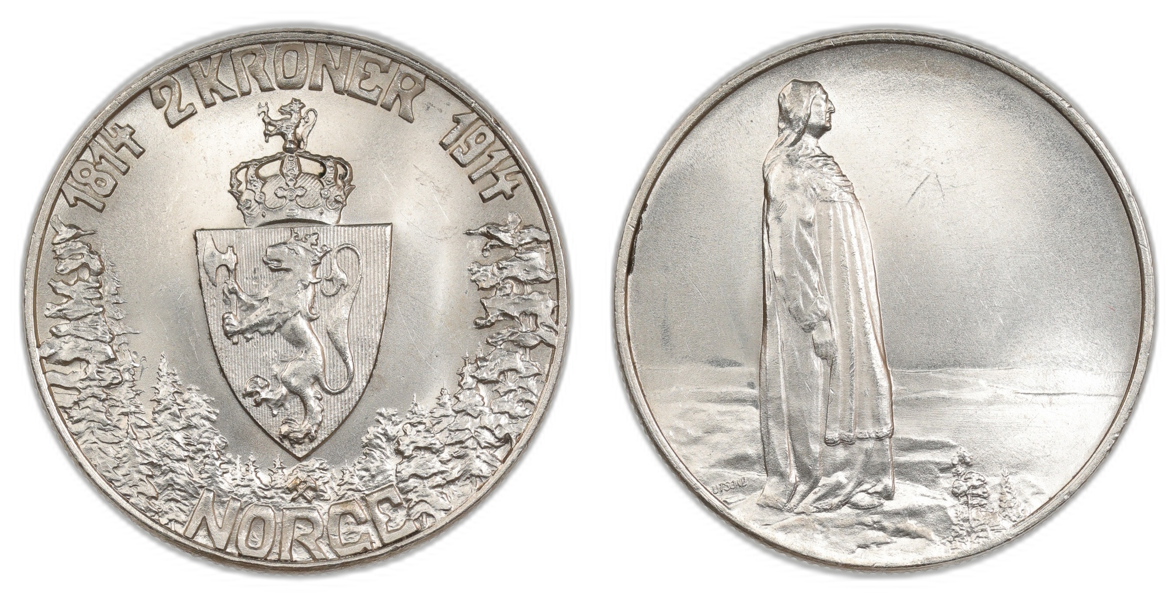 Norge 2 Kroner Mor Norge 1914 Kv 0/01