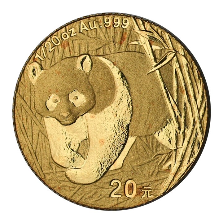 Kina 20 Yuan 2001 Panda BU 1/20 Oz gull