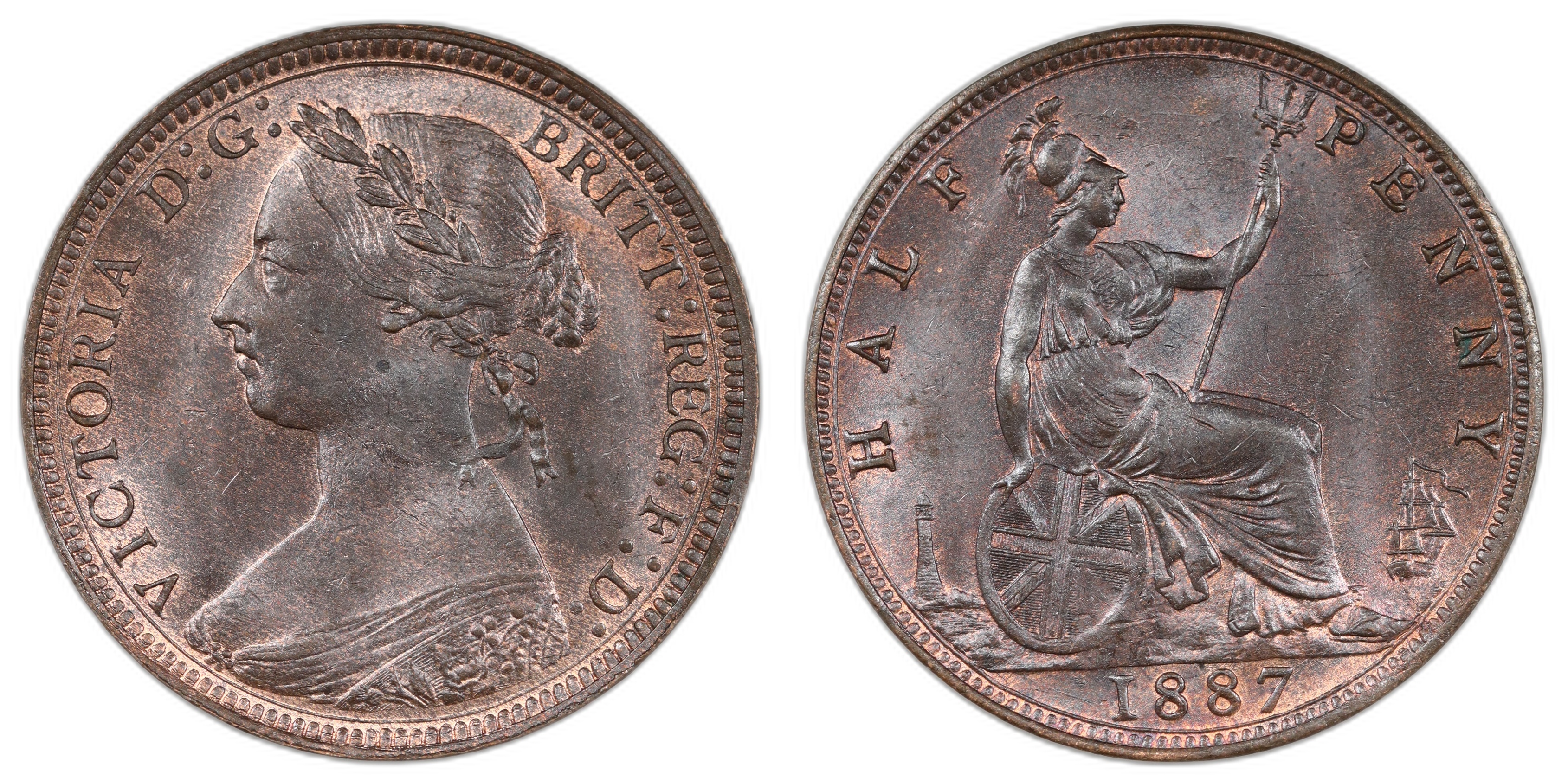 Great Britain Half Penny 1887 Kv UNC