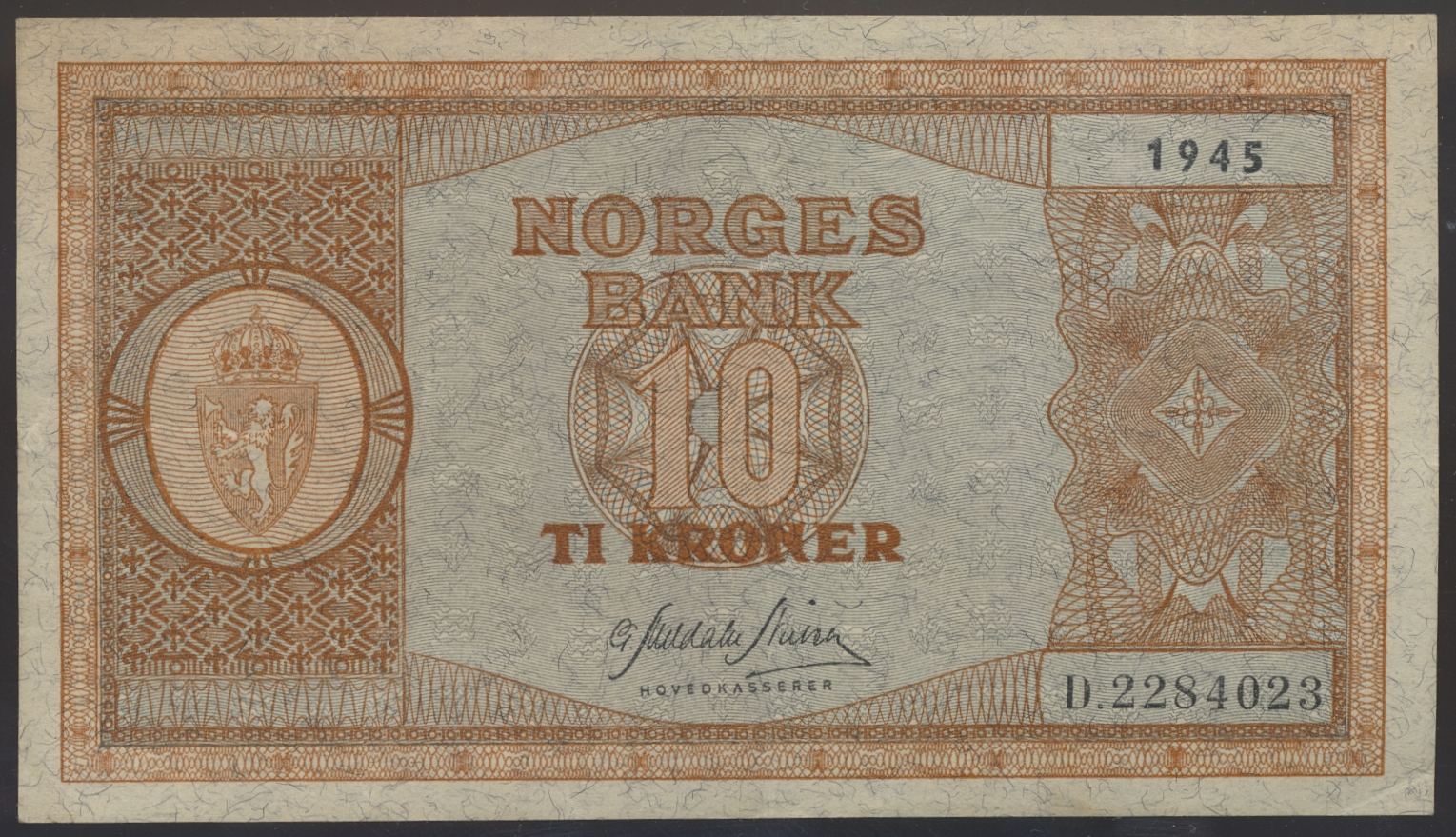 10 Kroner 1945 D Kv 1+