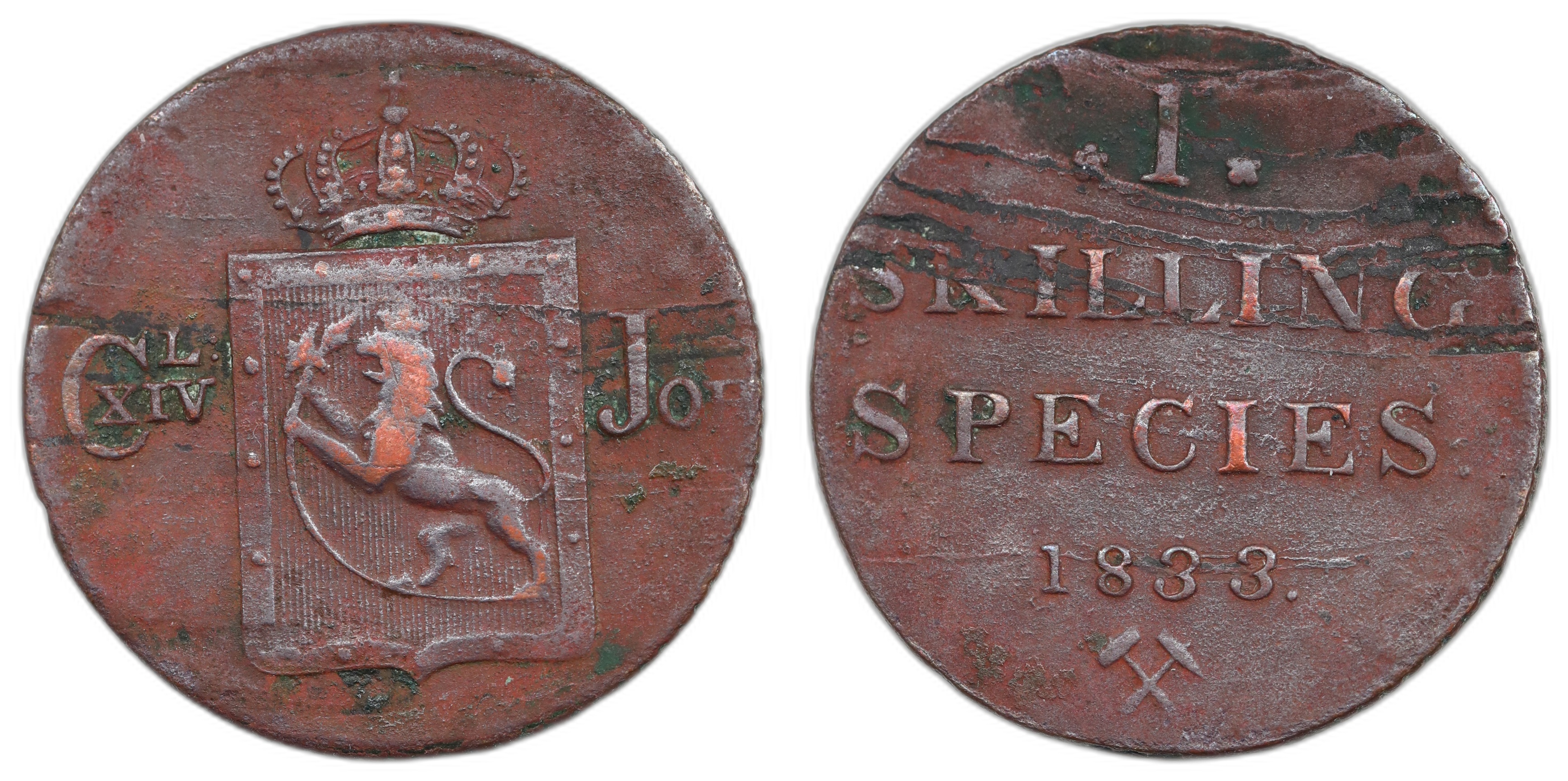 1 Skilling 1833 Kv 1+