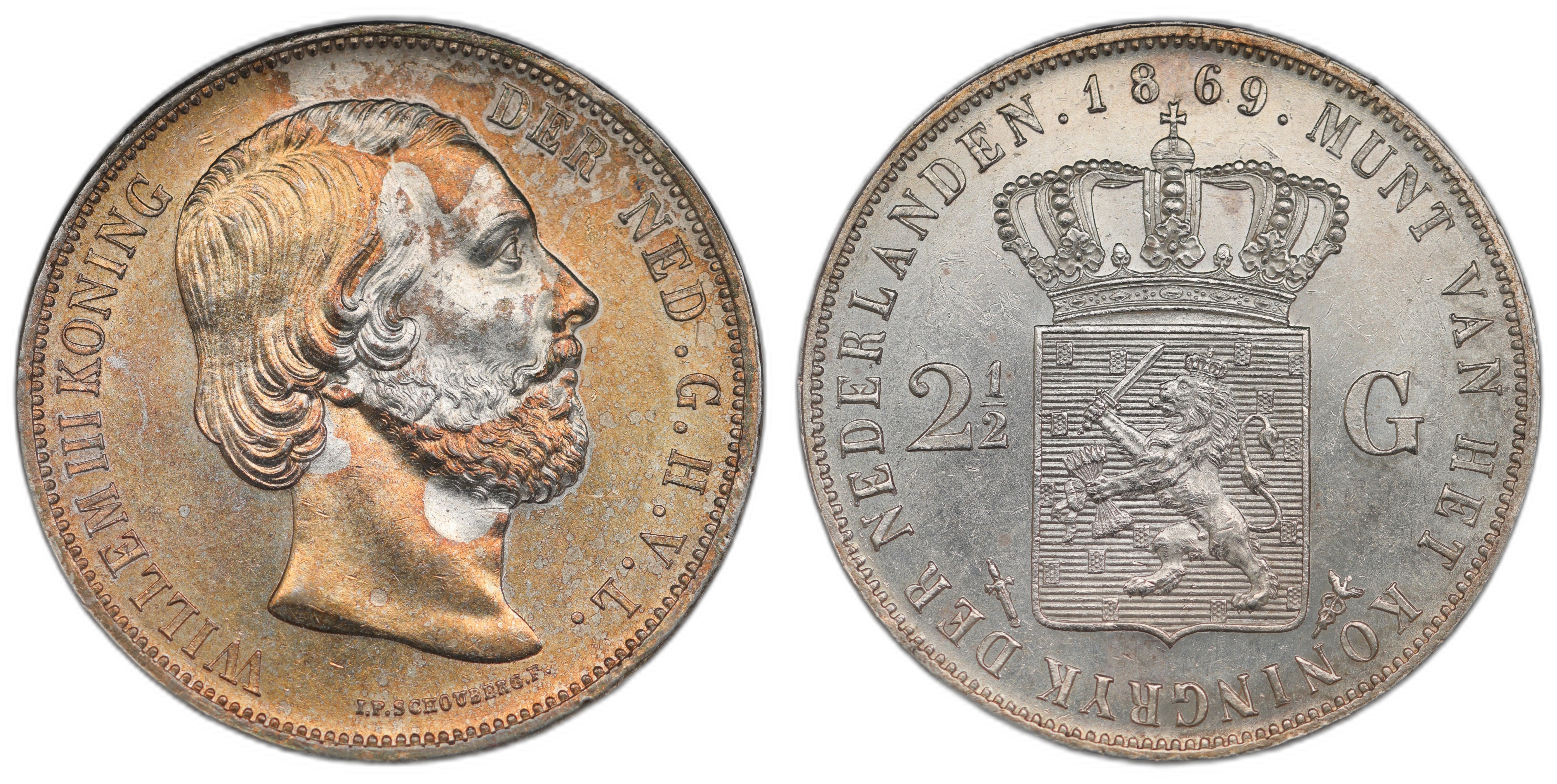 Netherlands 2.5 Gulden 1869 Kv: UNC