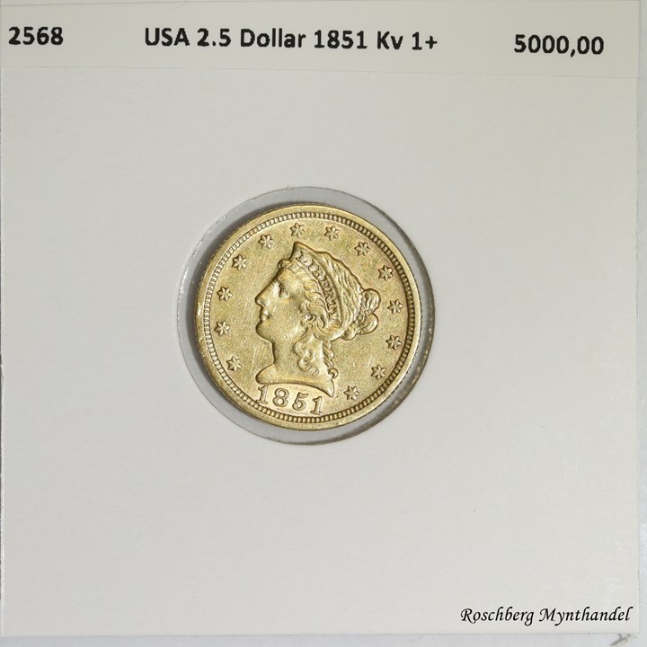 USA 2,5 Dollar 1851 Kv 1+