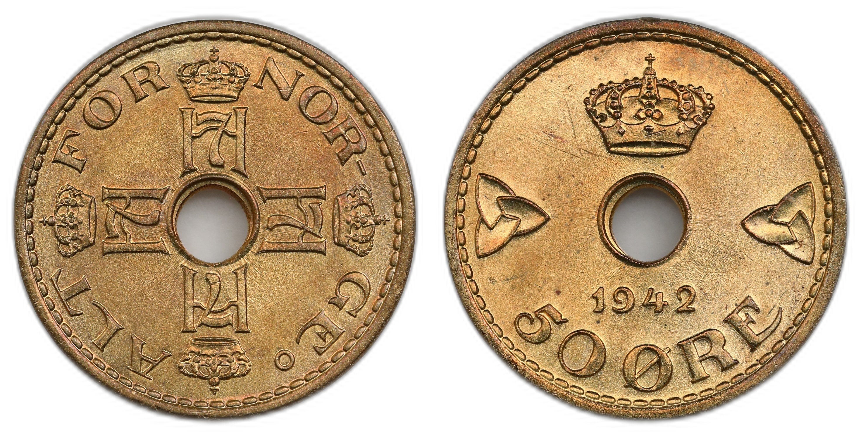 Norge 50 Øre 1942 London Kv 0/01