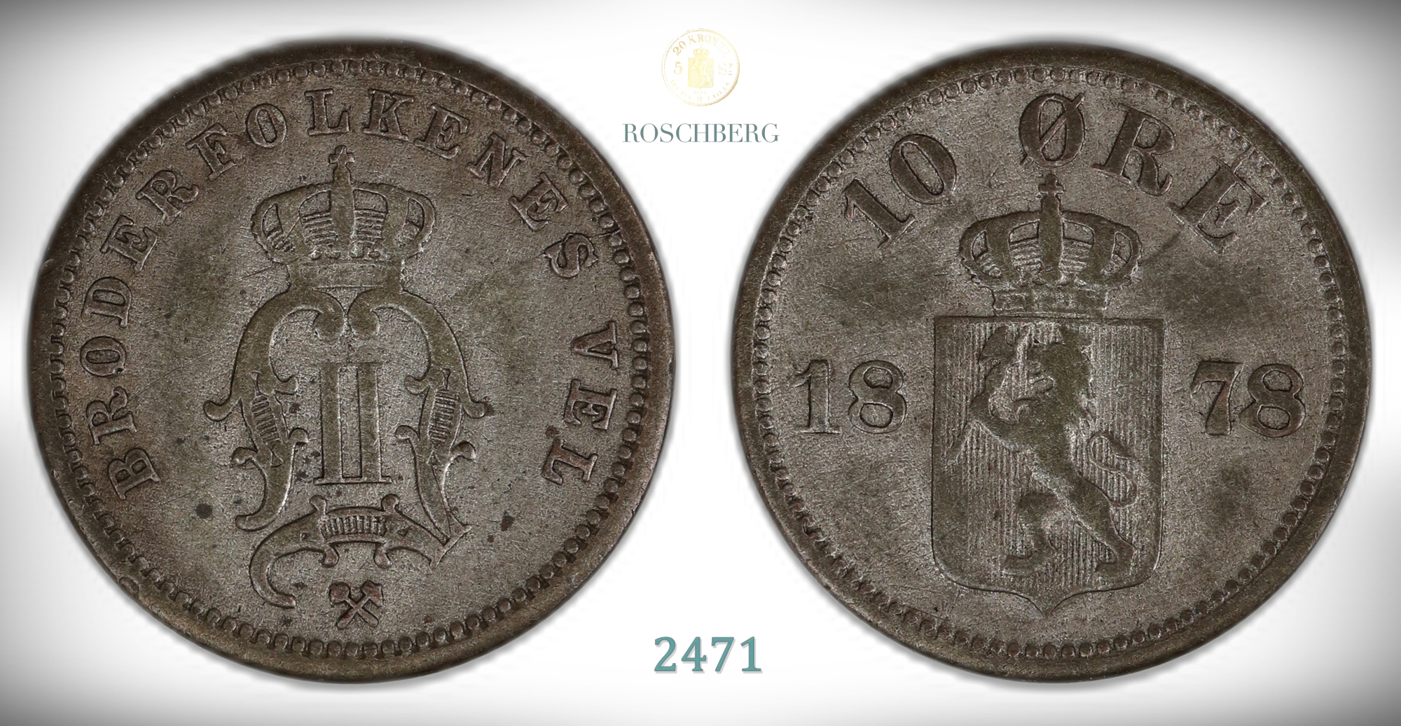 Norge 10 Øre 1878  Kv: 1