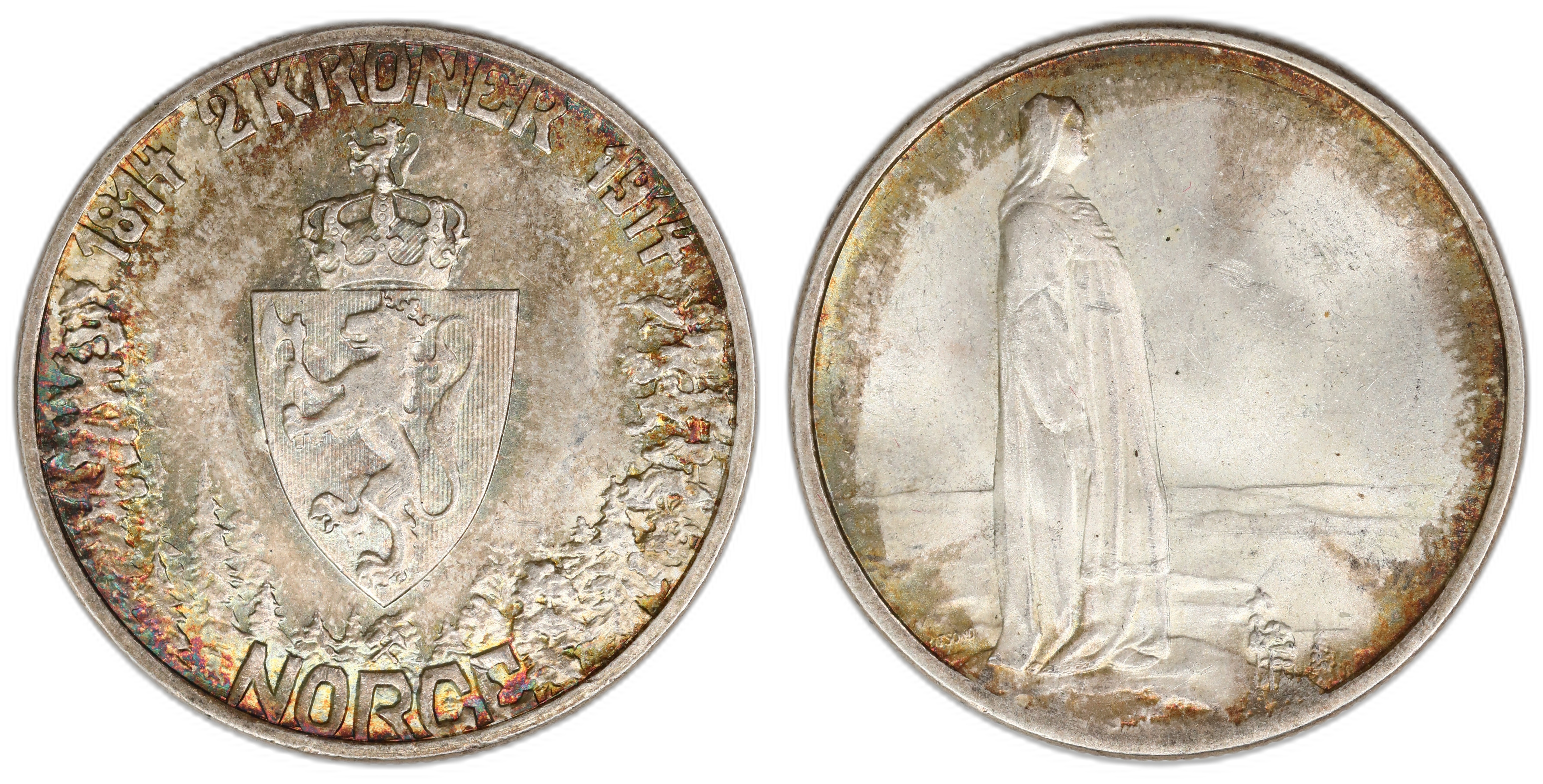 Norge 2 Kroner 1914 Mor Norge Kv: 0/01