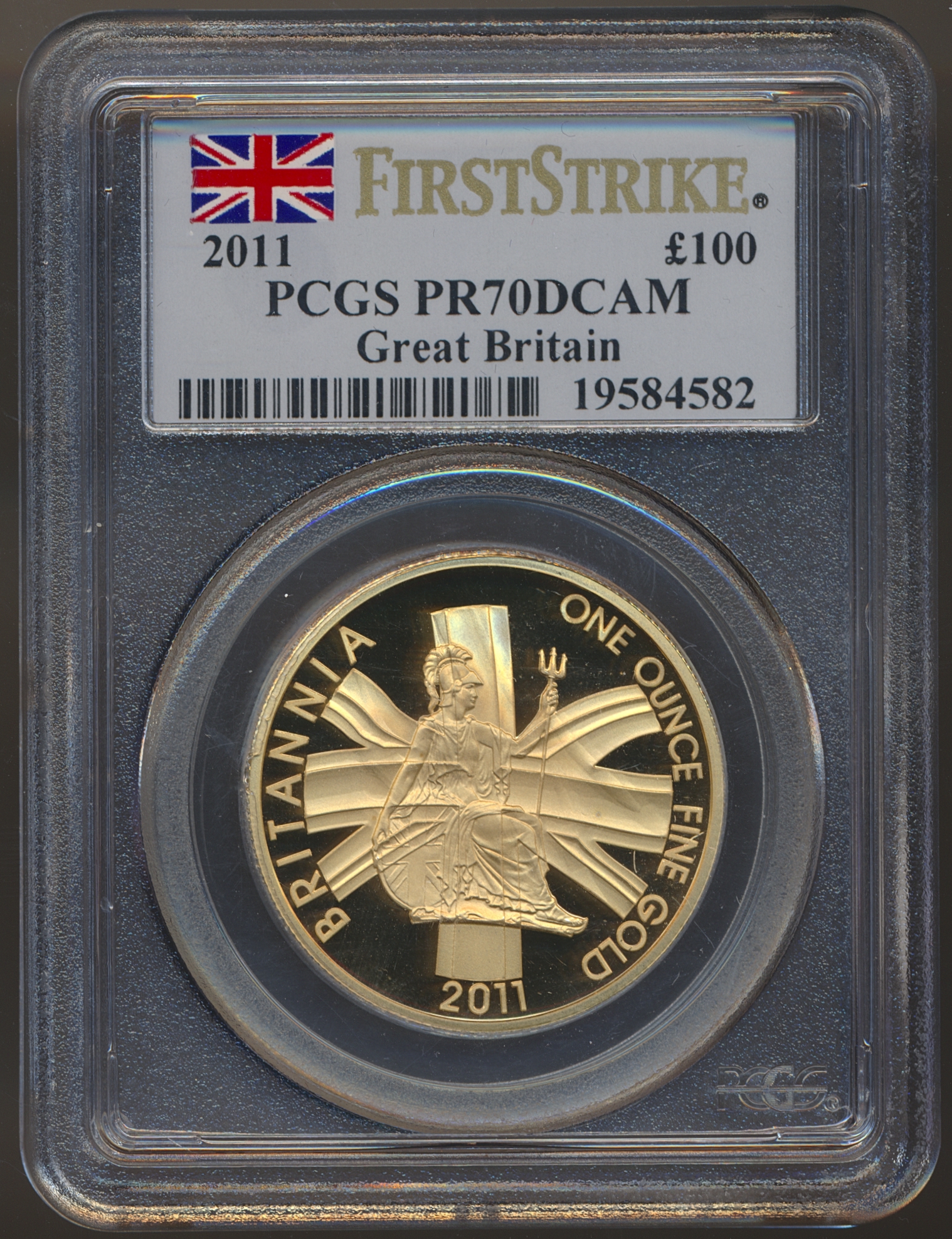Storbritannia Britannia 100 Pounds 2011 PCGS PR70DCAM 1 Oz Gull
