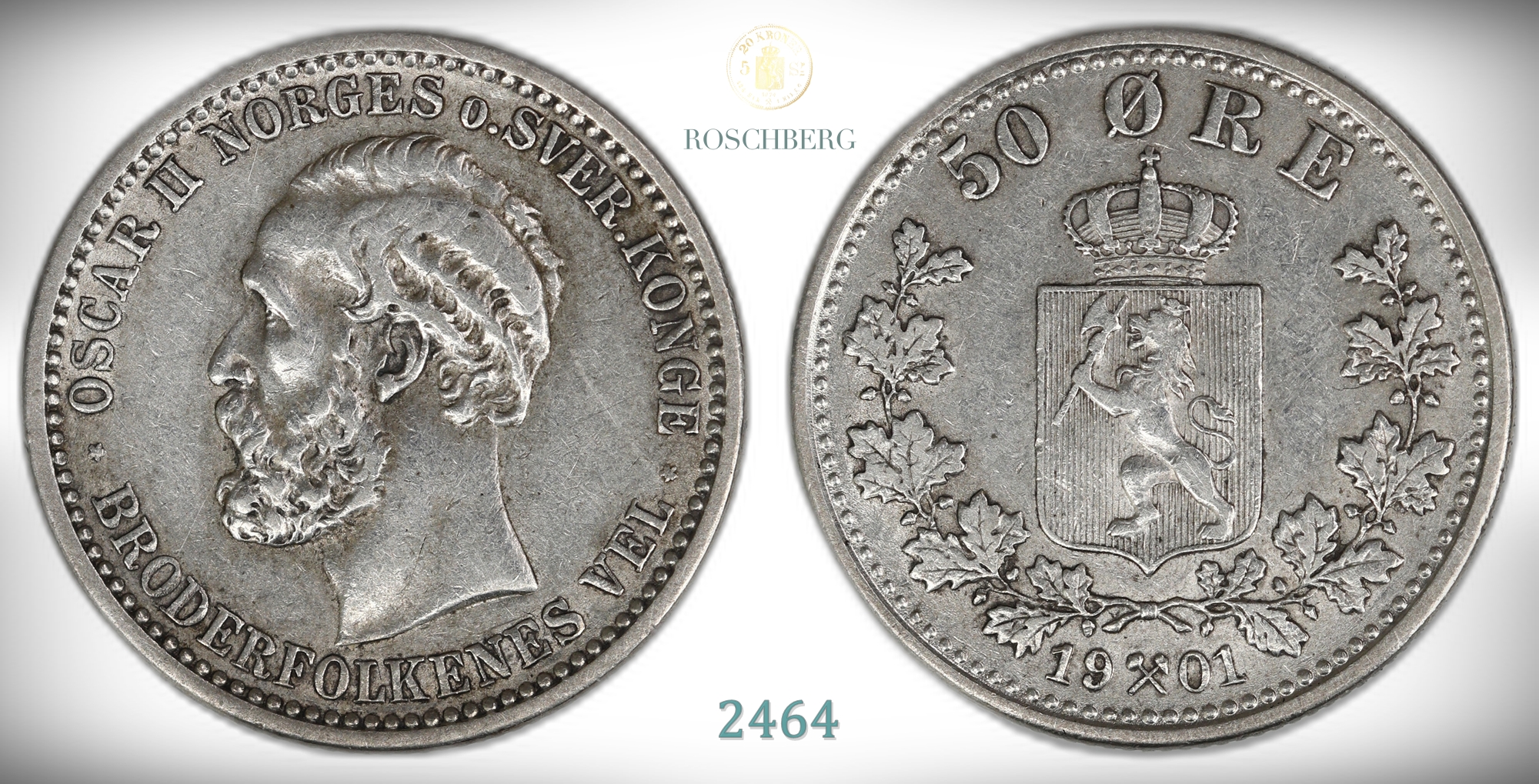 Norge 50 Øre 1901  Kv: 1+