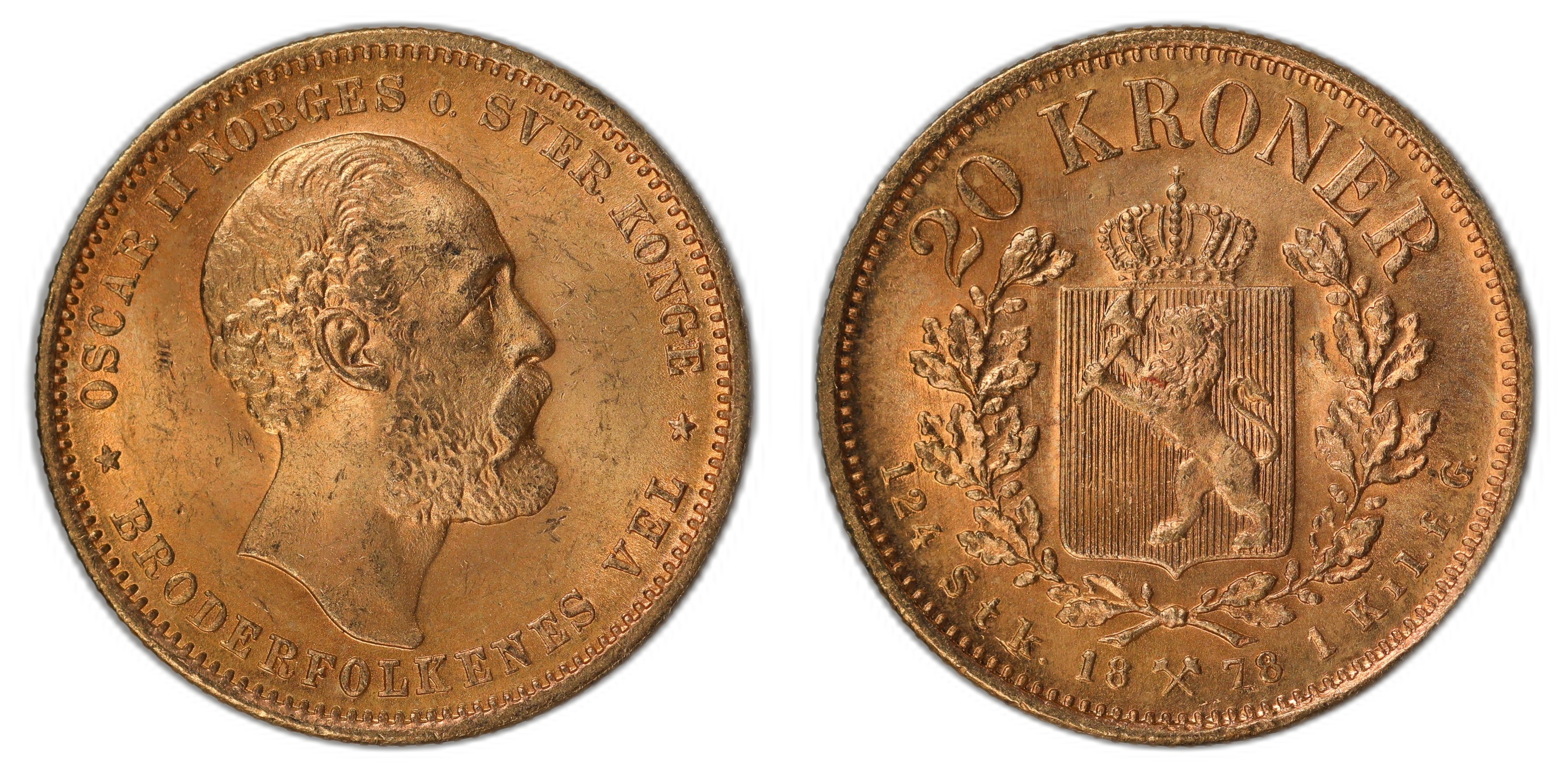 Norge 20 Kroner 1878 Kv: 0/01