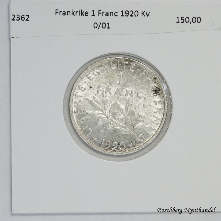 Frankrike 1 Franc 1920 Kv 0/01