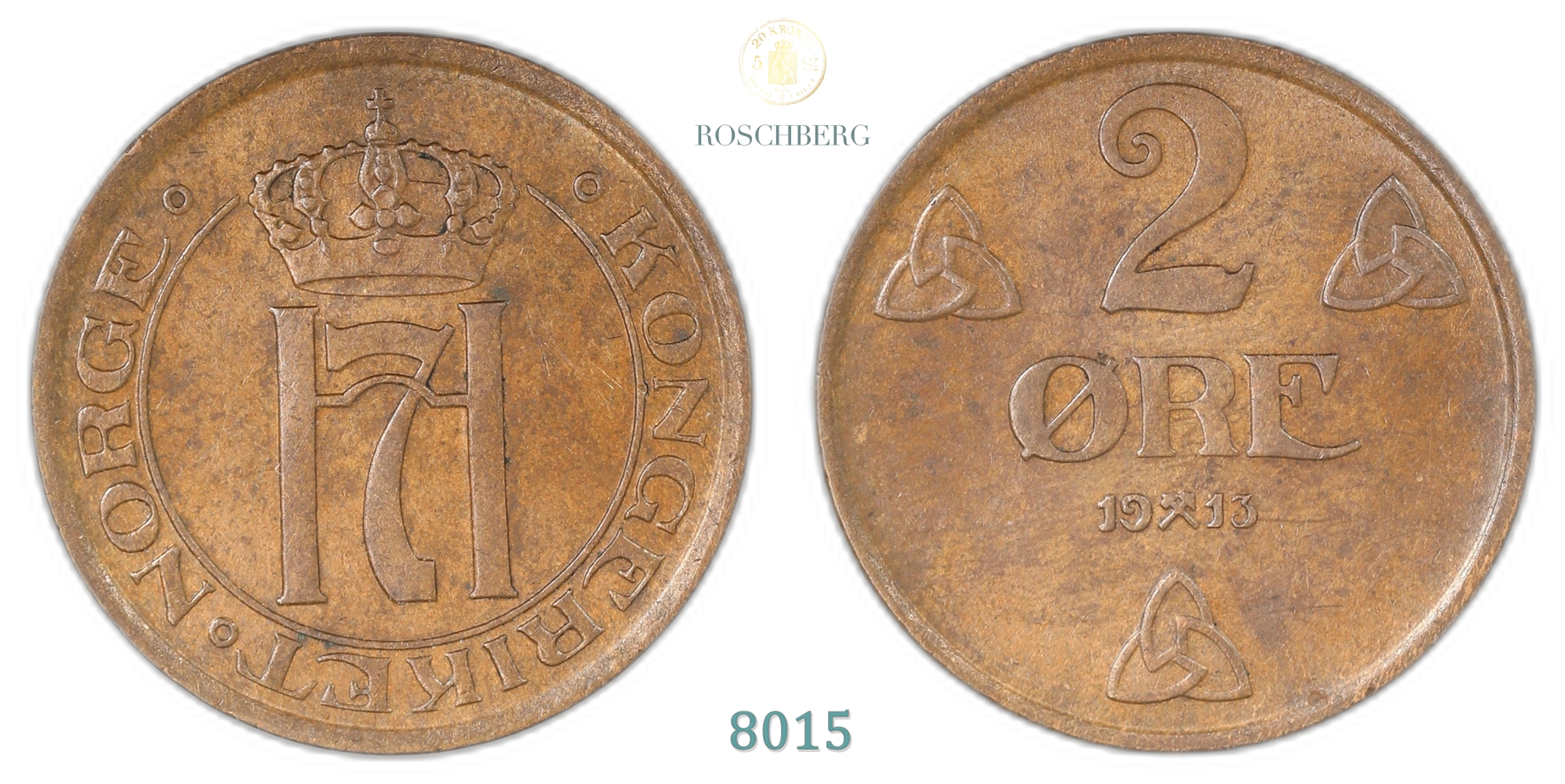 Norge 2 Øre 1913 Kv 01