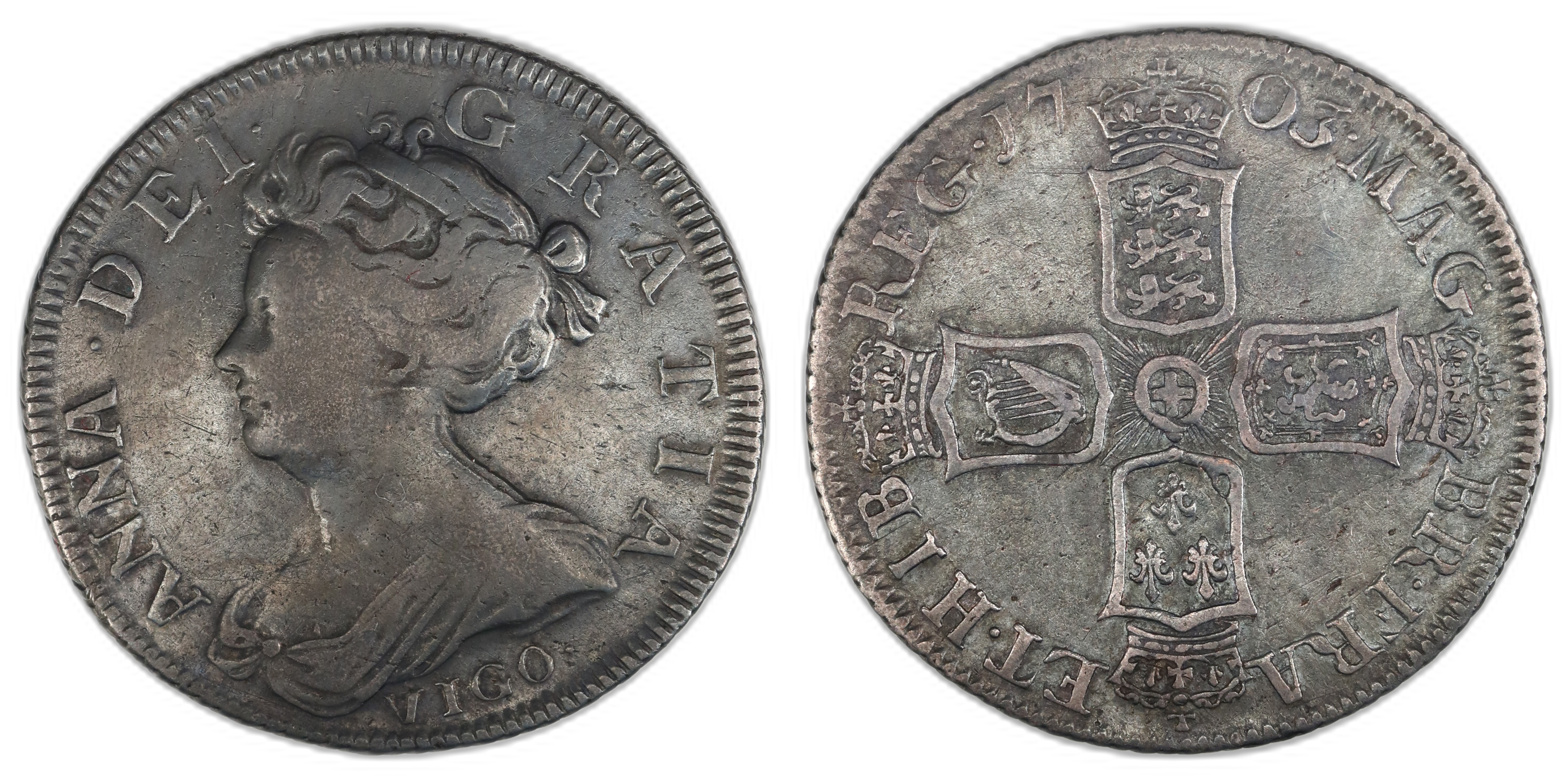 Great Britain Shilling 1703 Vigo  Kv: 1 (VF)